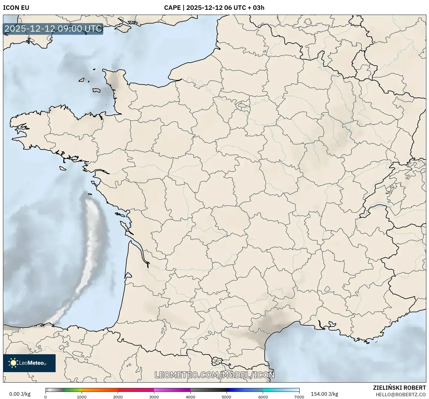 ICON model - Perancis, CAPE