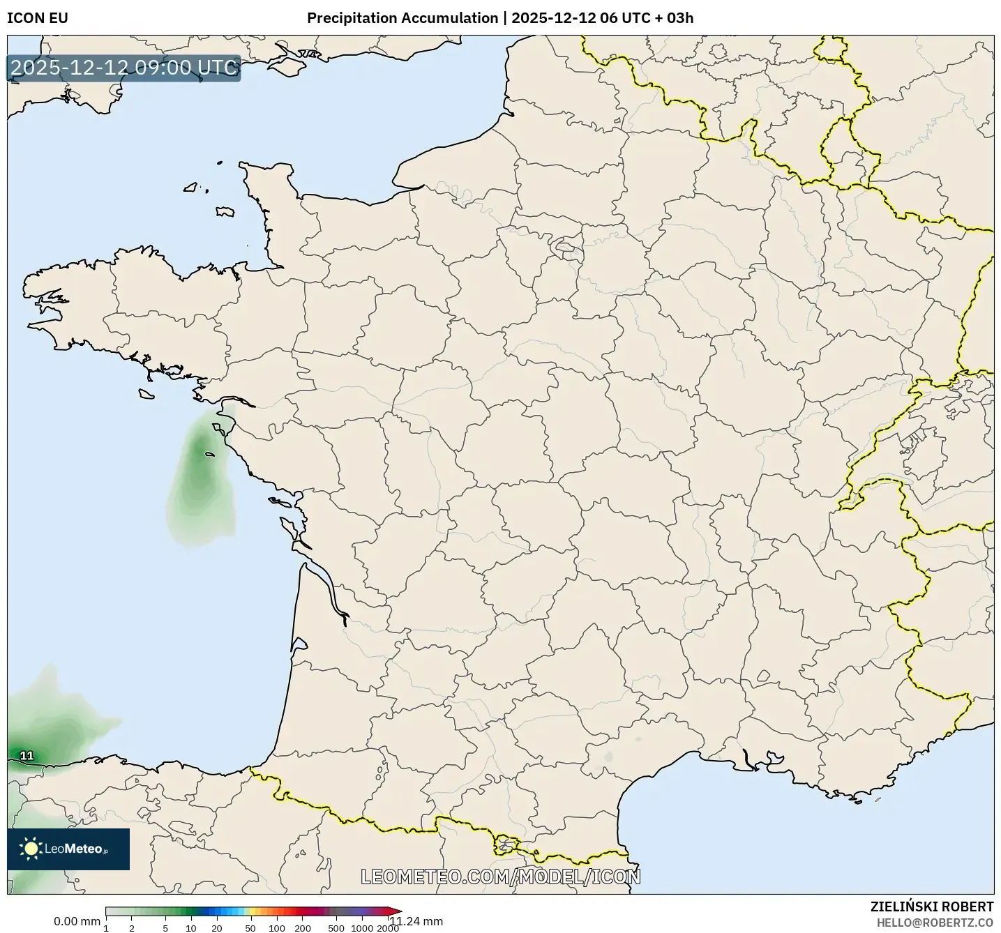 ICON model - Perancis, Pengumpulan Hujan