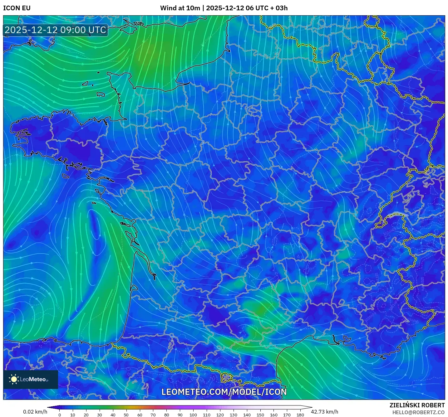ICON model - Perancis, Angin 10 m