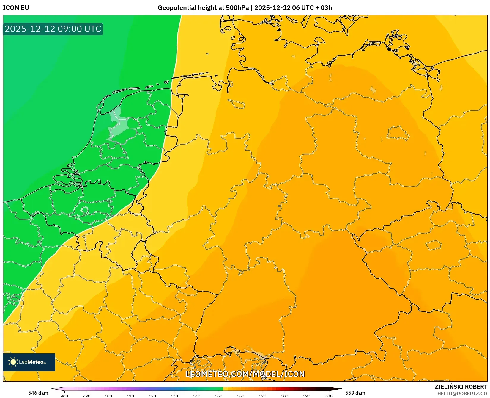 ICON model - Jerman, Ketinggian geopotensial pada 500 hPa