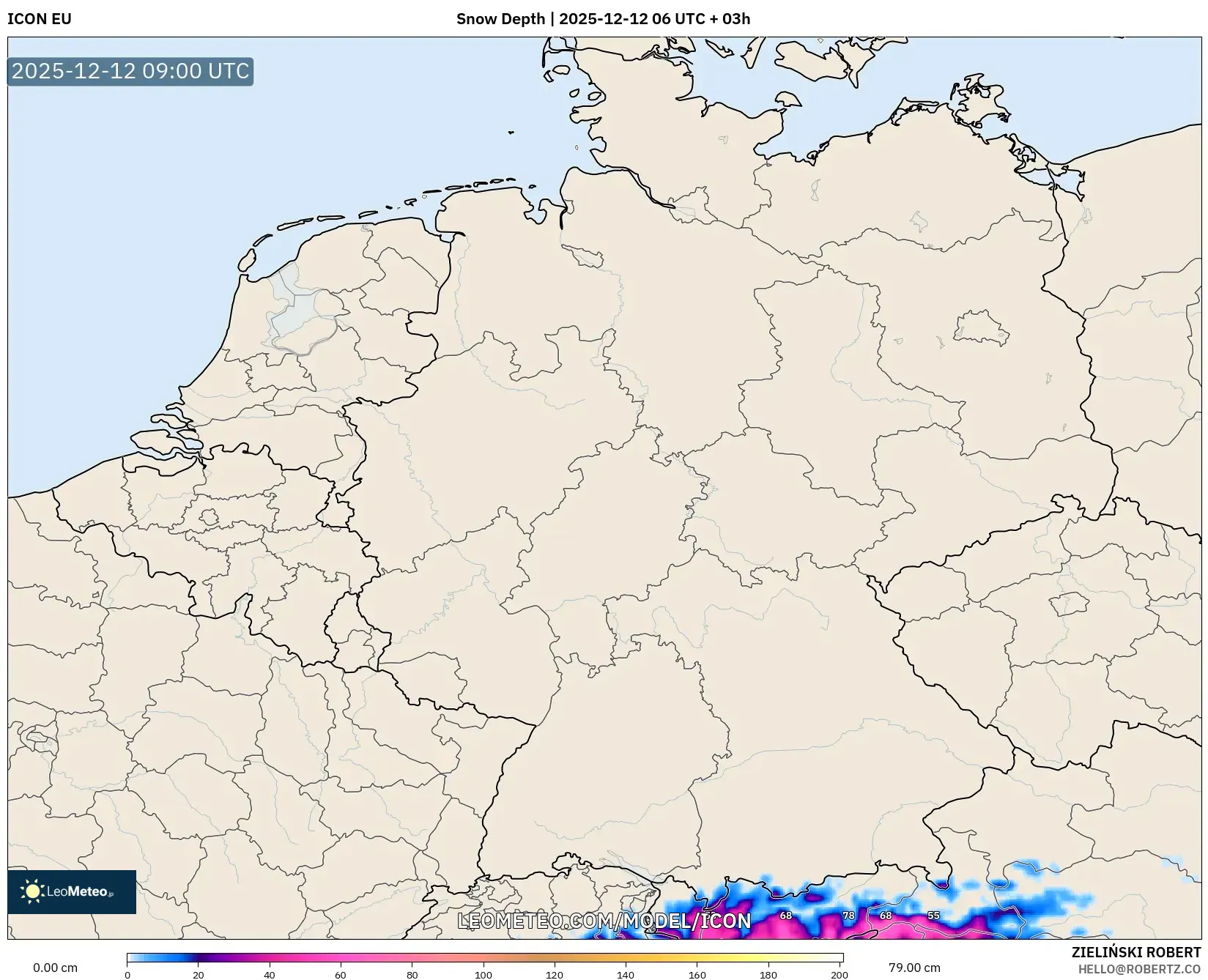 ICON model - Jerman, Ketebalan Salji