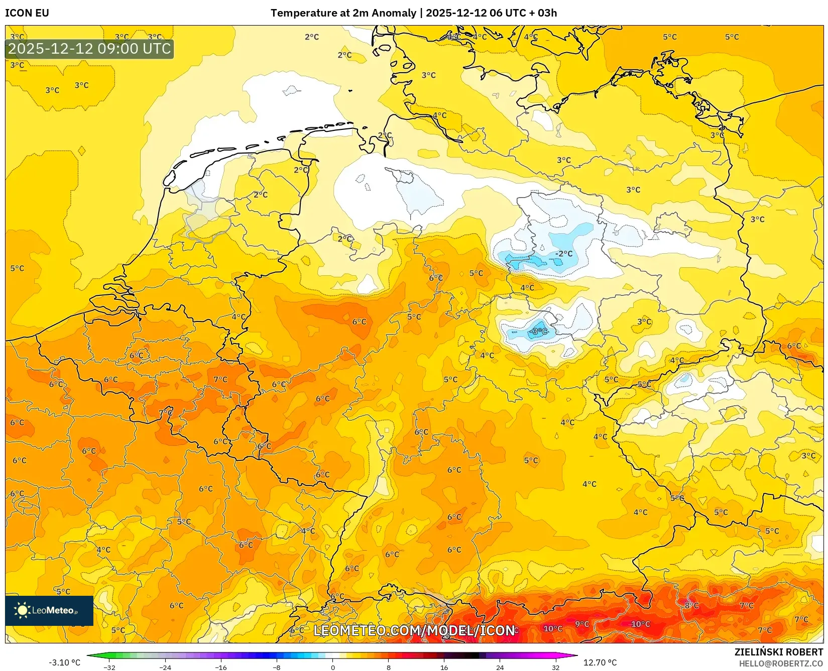 ICON model - Jerman, Anomali Suhu 2 m