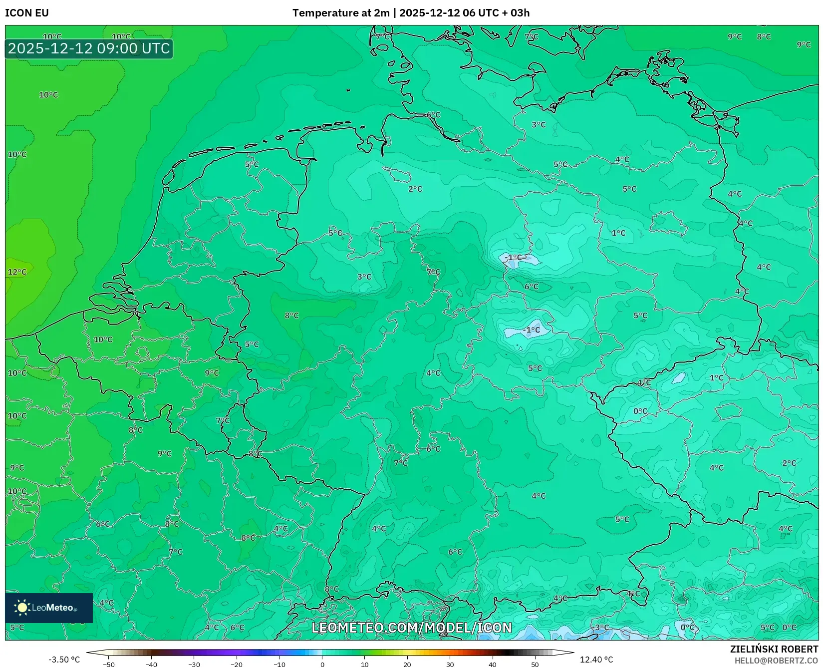 ICON model - Jerman, Suhu pada 2 m