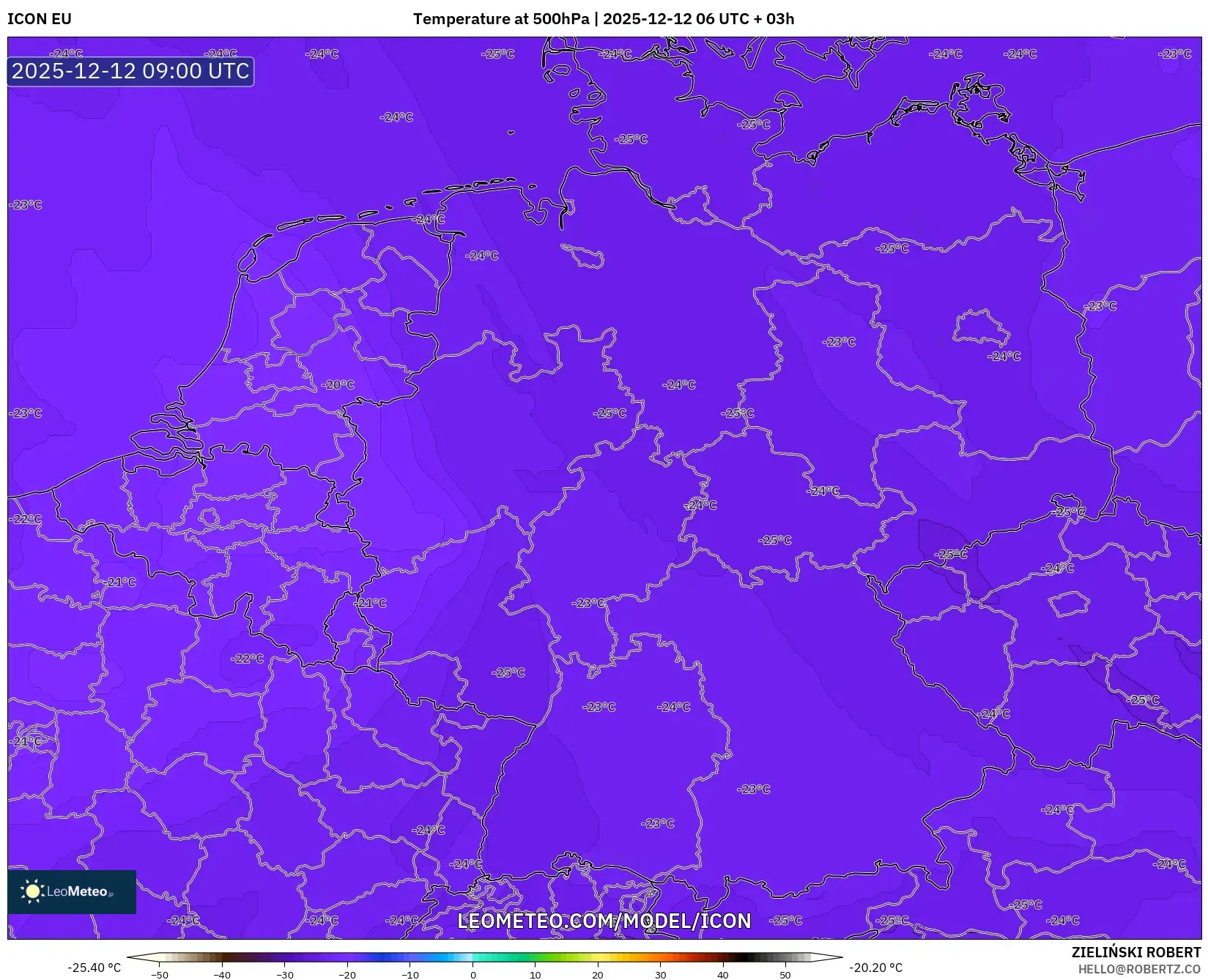 ICON model - Jerman, Suhu 500 hPa