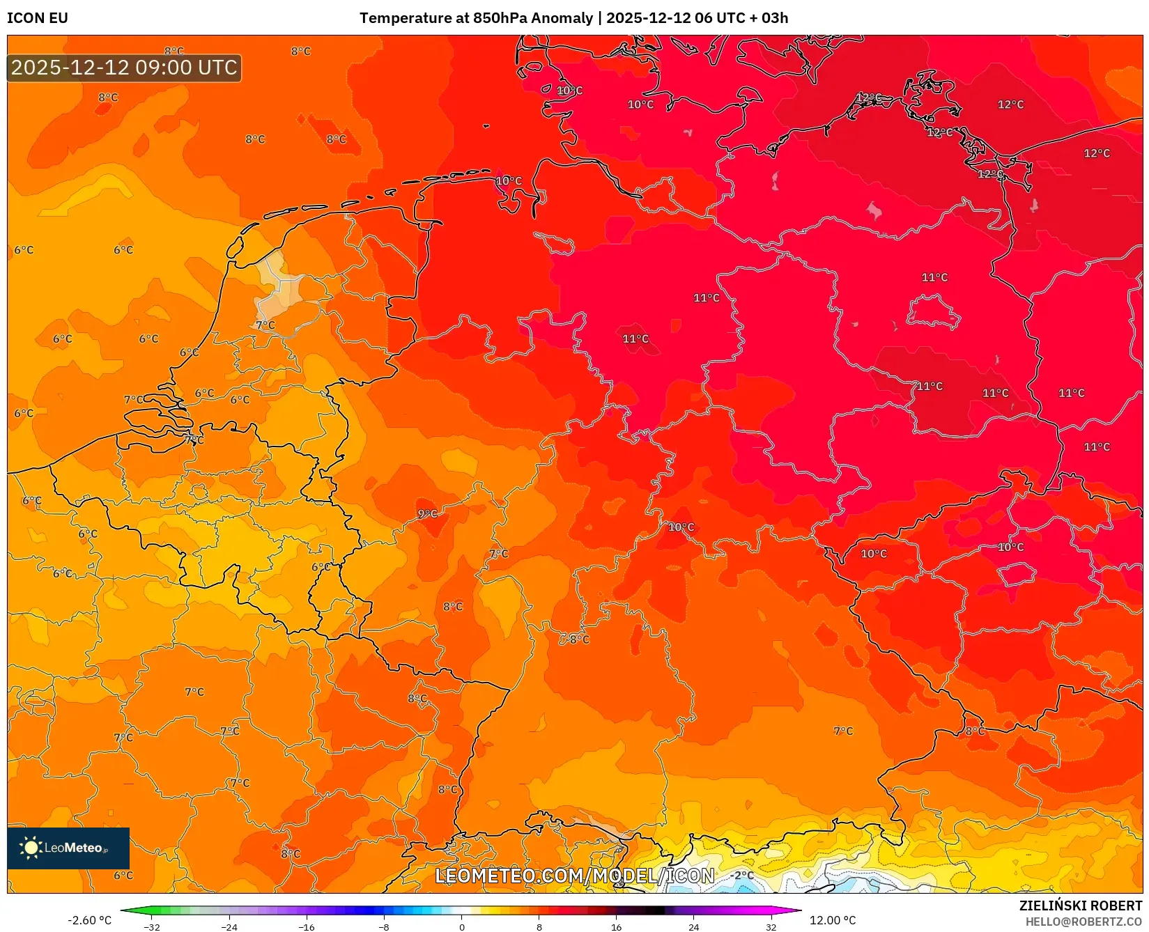 ICON model - Jerman, Anomali Suhu 850 hPa