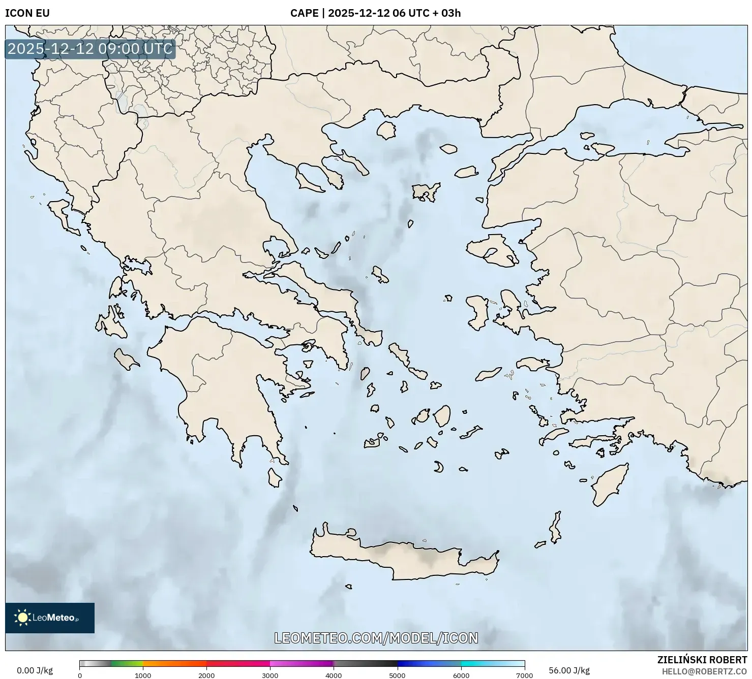 ICON model - Yunani, CAPE