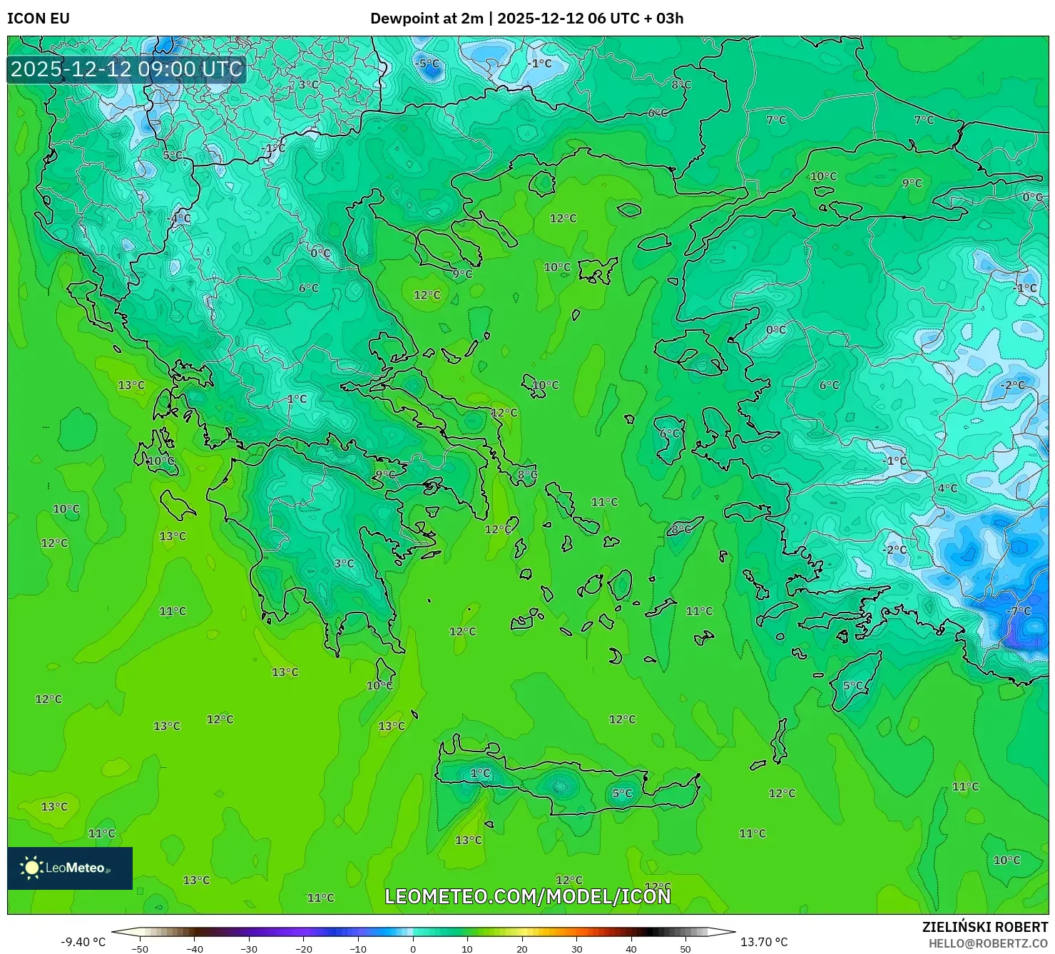 ICON model - Yunani, Takat Embun 2 m
