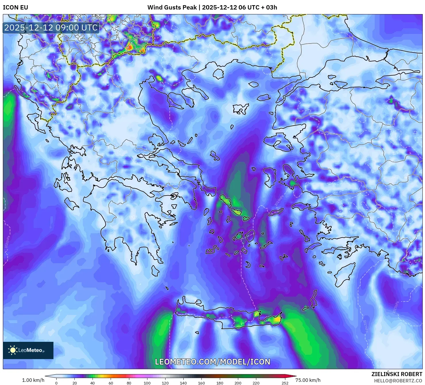 ICON model - Yunani, Hembusan Tertinggi
