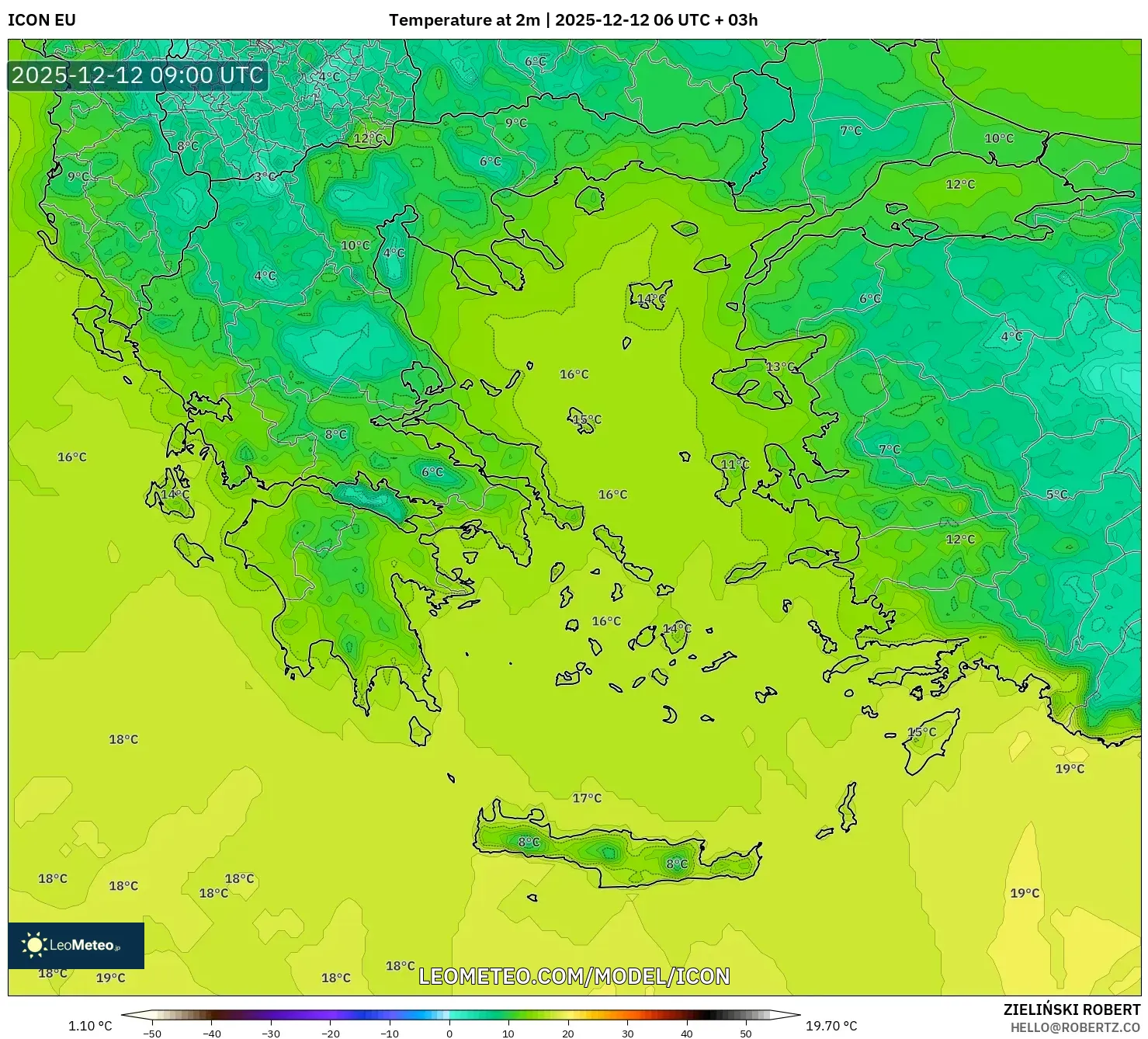 ICON model - Yunani, Suhu pada 2 m