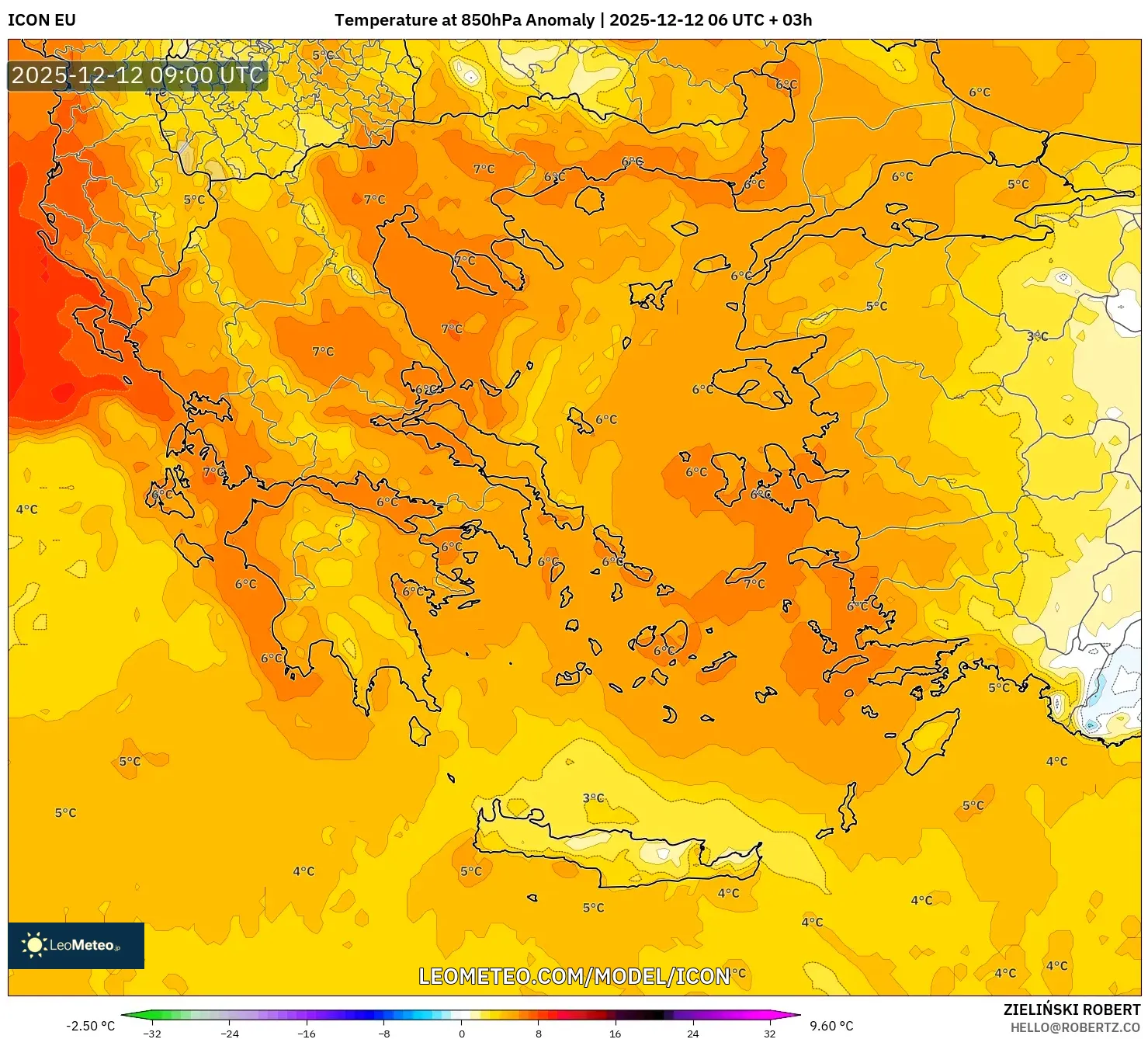 ICON model - Yunani, Anomali Suhu 850 hPa