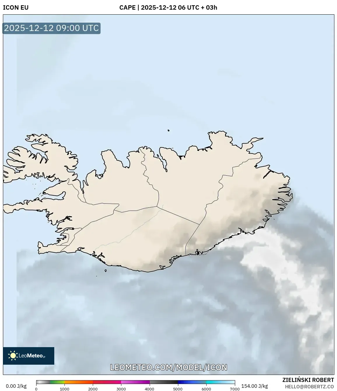ICON model - Iceland, CAPE