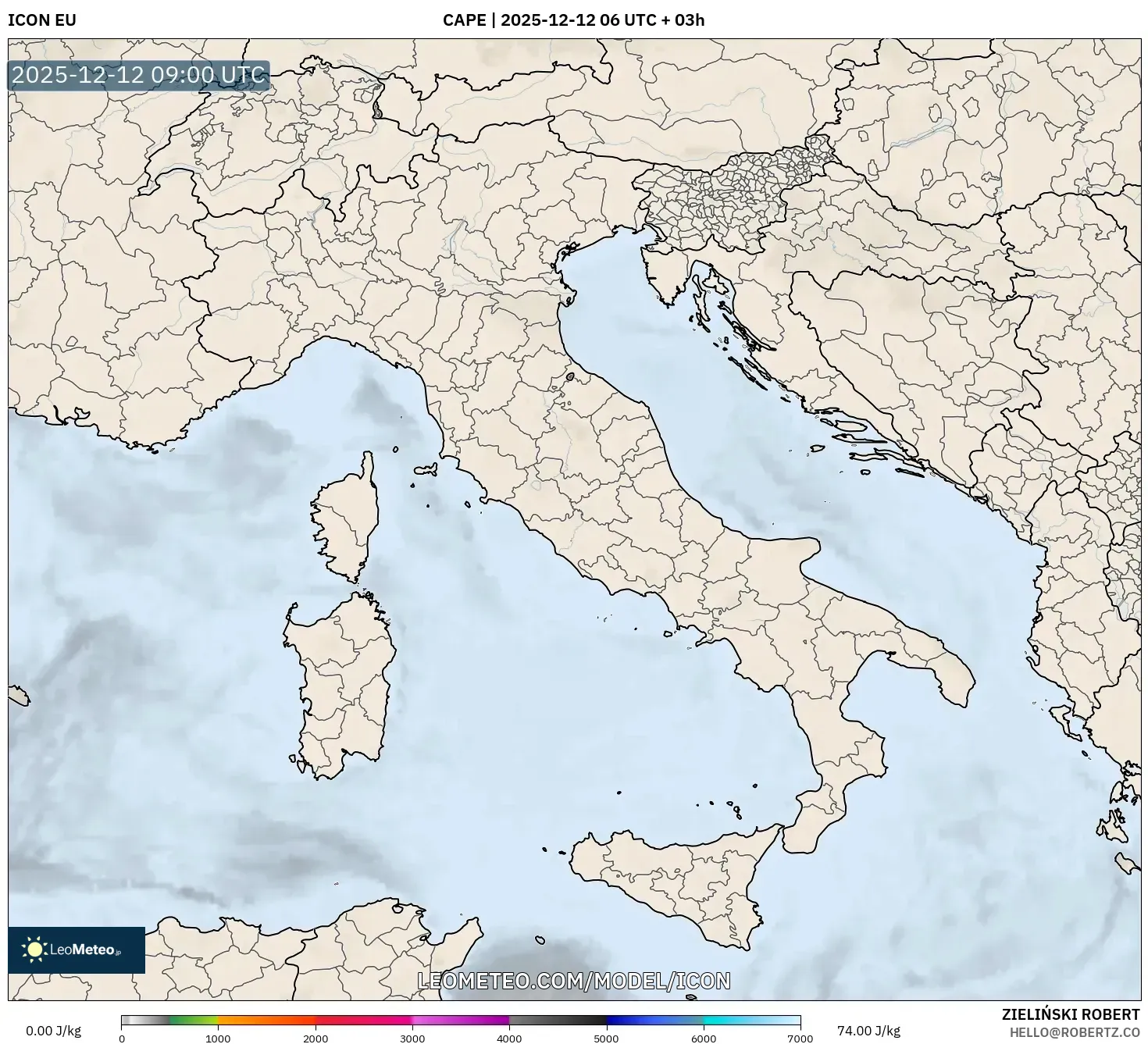 ICON model - Itali, CAPE
