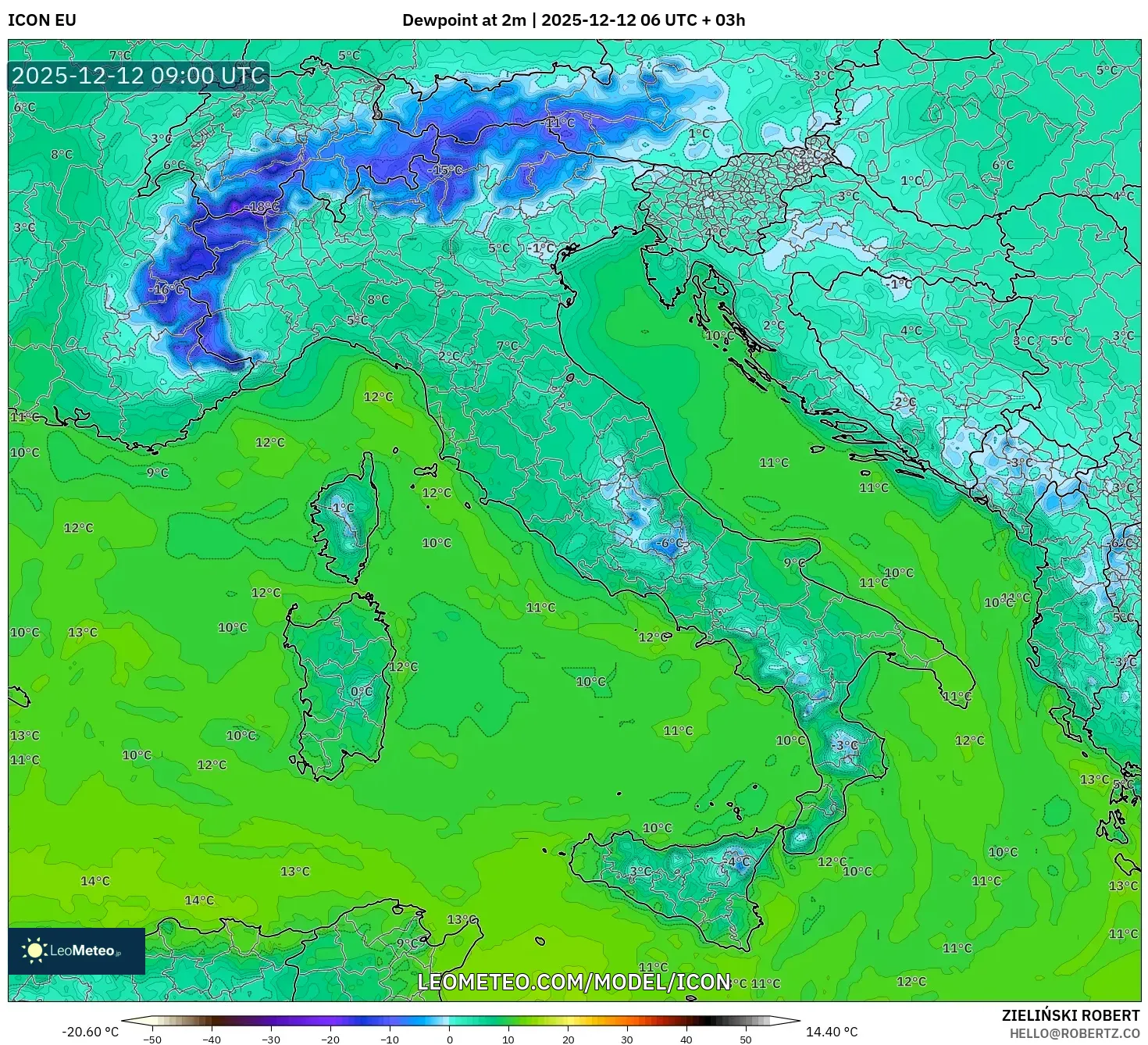 ICON model - Itali, Takat Embun 2 m