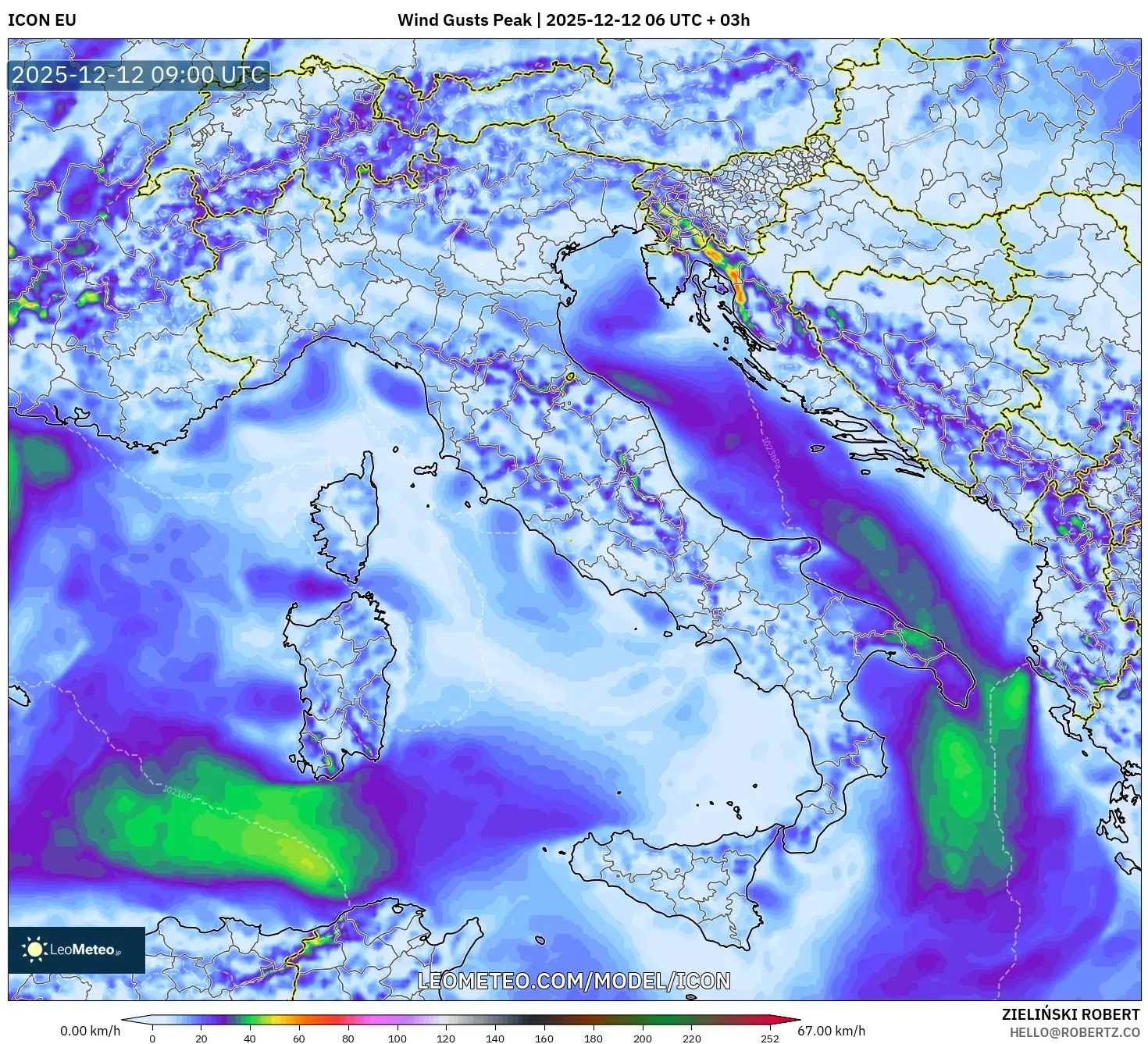 ICON model - Itali, Hembusan Tertinggi