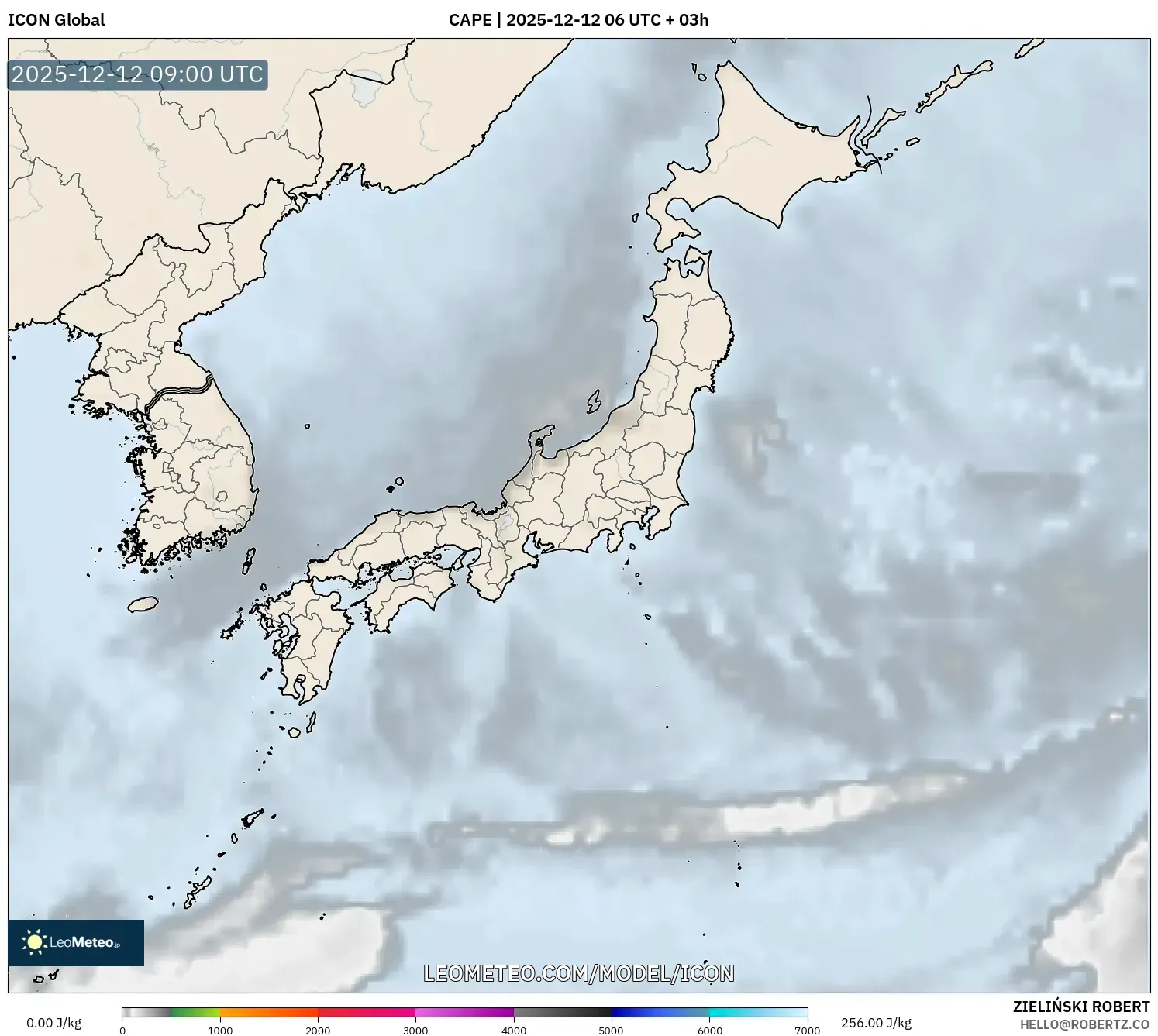 ICON model - Jepun, CAPE