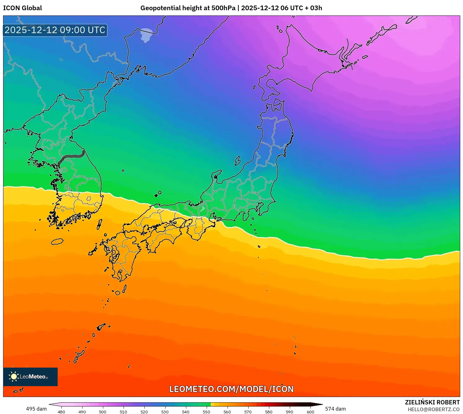 ICON model - Jepun, Ketinggian geopotensial pada 500 hPa