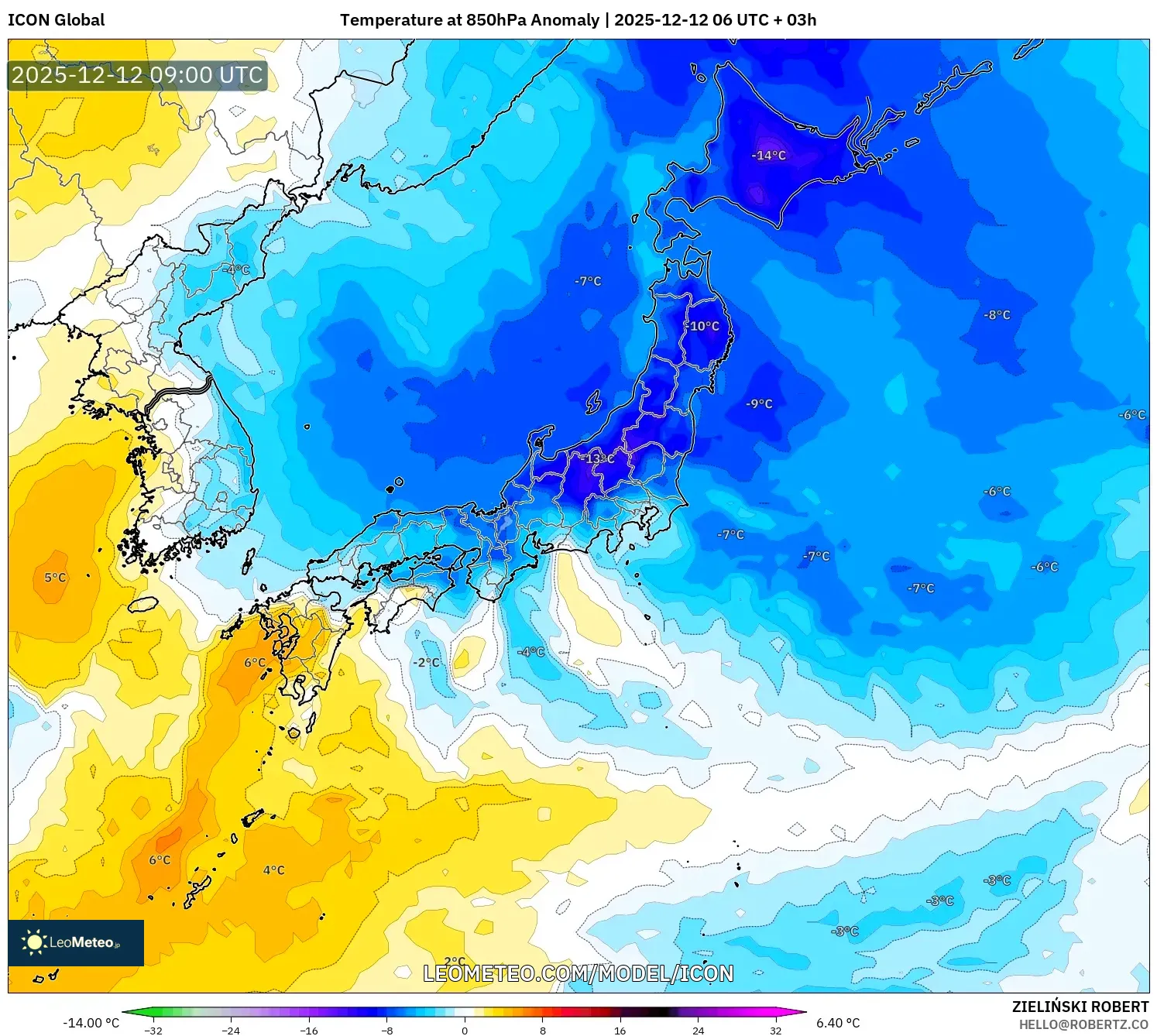 ICON model - Jepun, Anomali Suhu 850 hPa