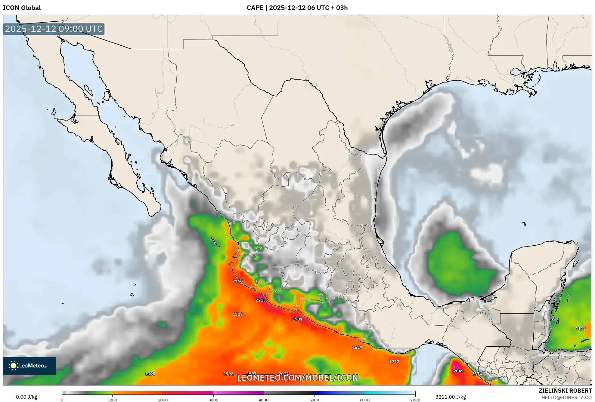 ICON model - Mexico, CAPE