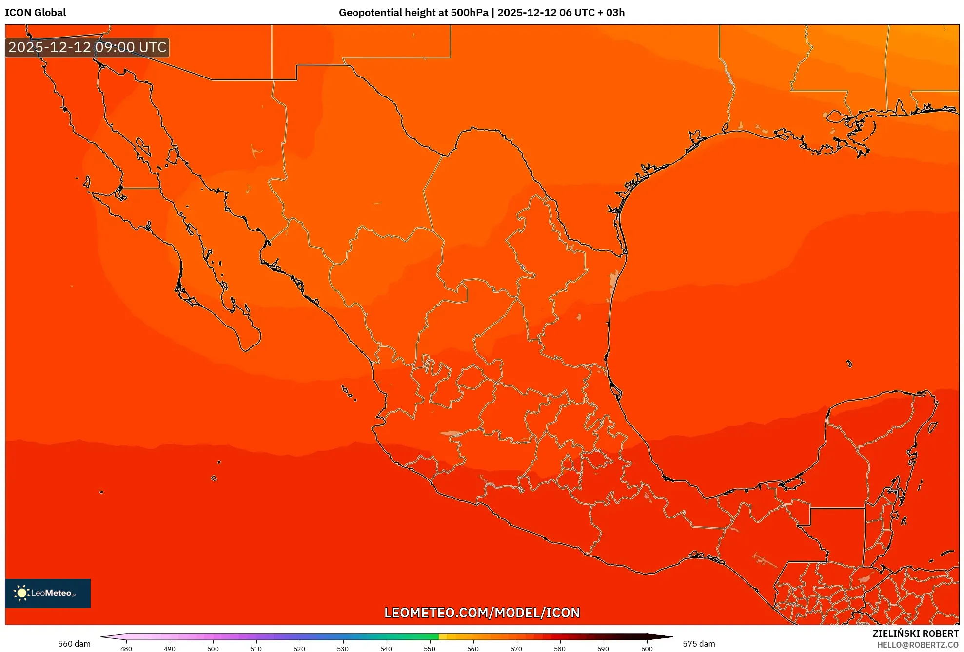 ICON model - Mexico, Ketinggian geopotensial pada 500 hPa