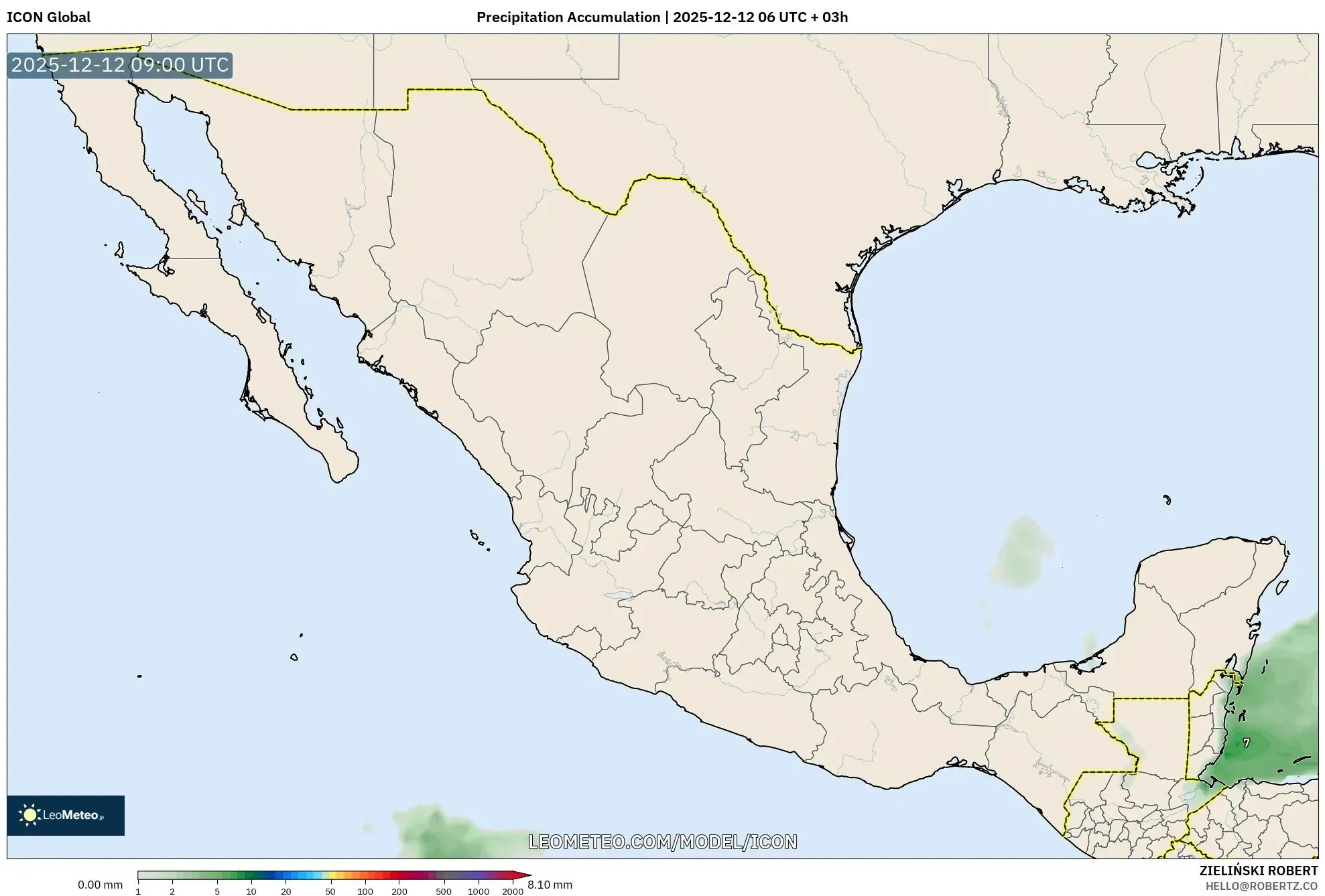 ICON model - Mexico, Pengumpulan Hujan