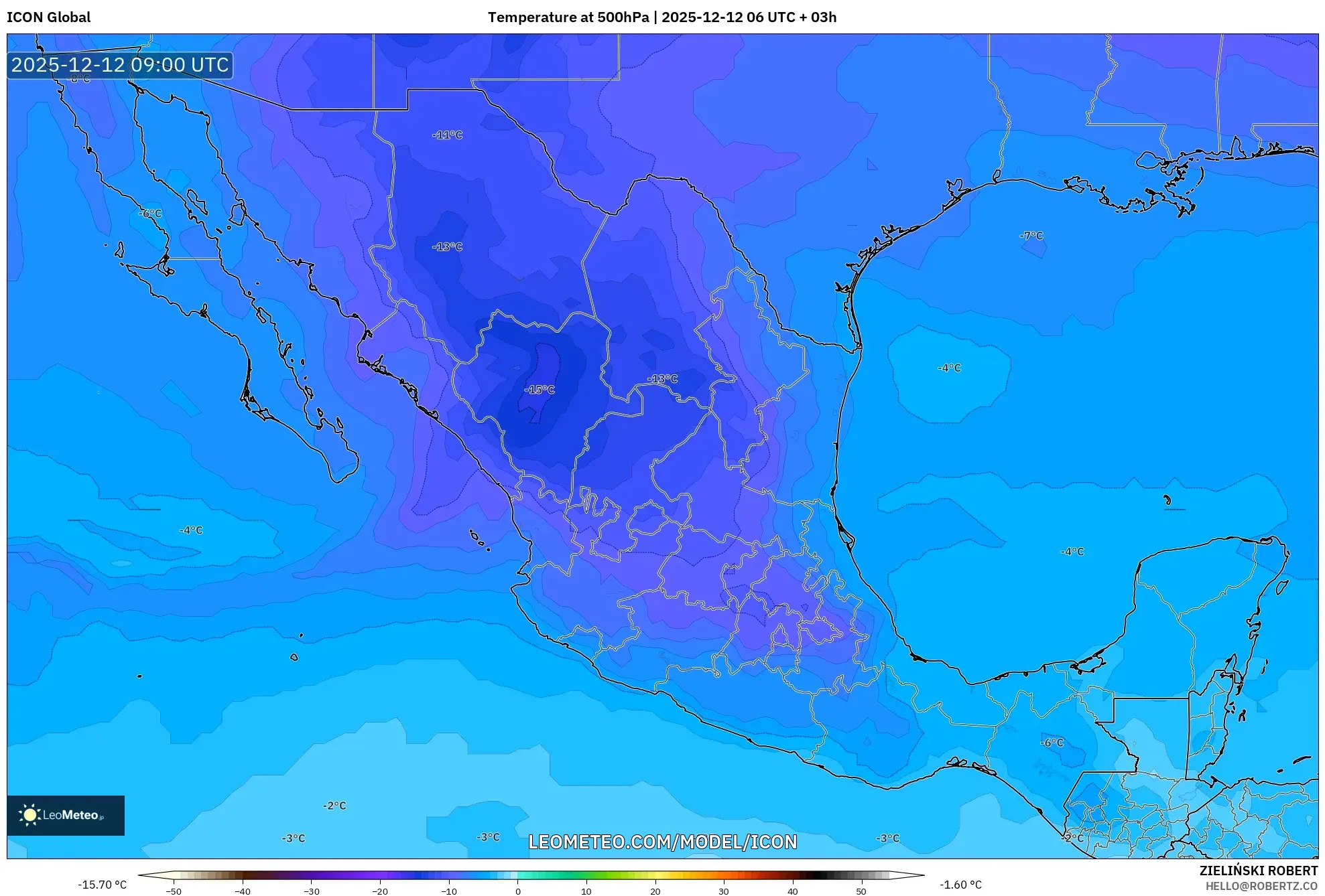 ICON model - Mexico, Suhu 500 hPa