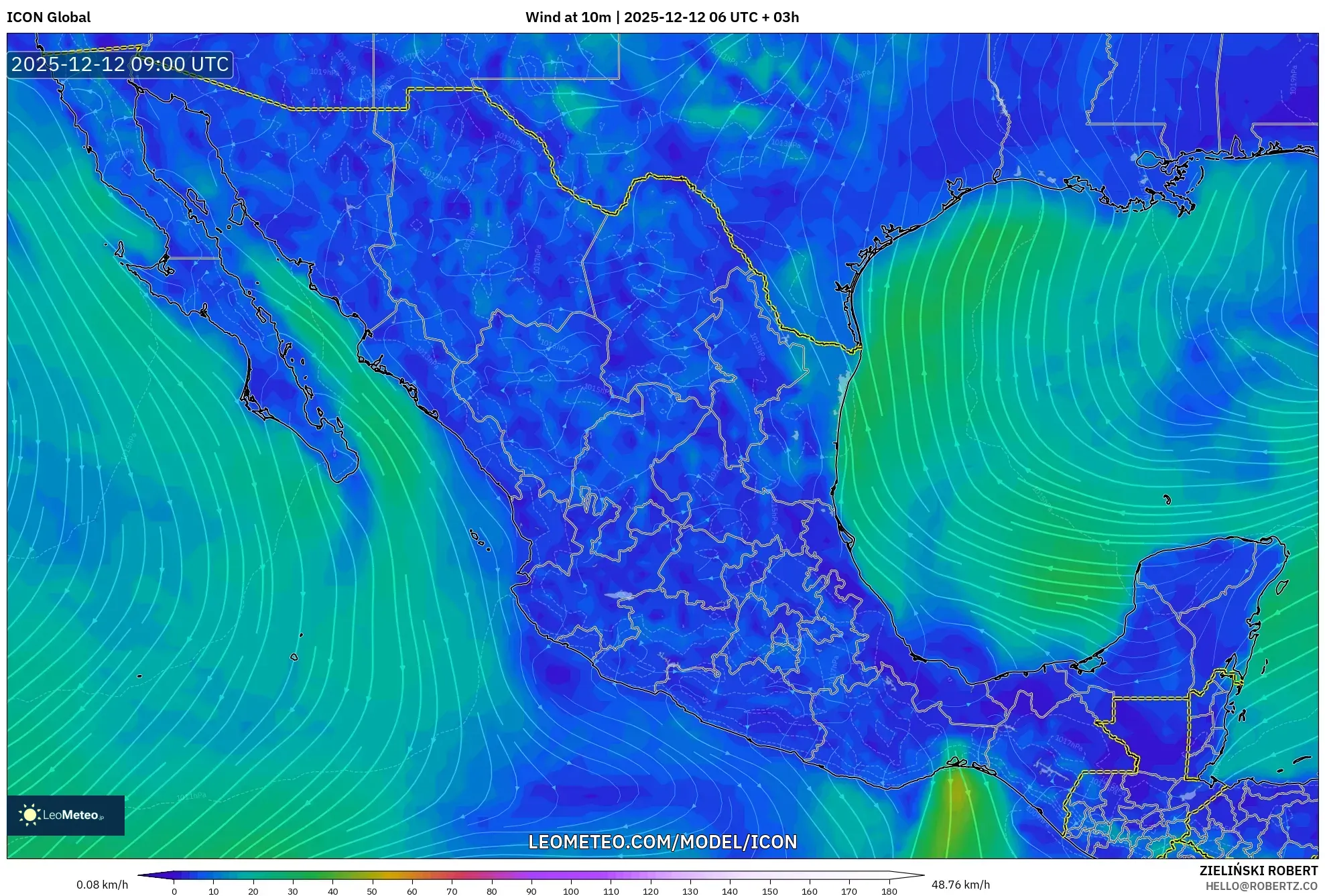 ICON model - Mexico, Angin 10 m