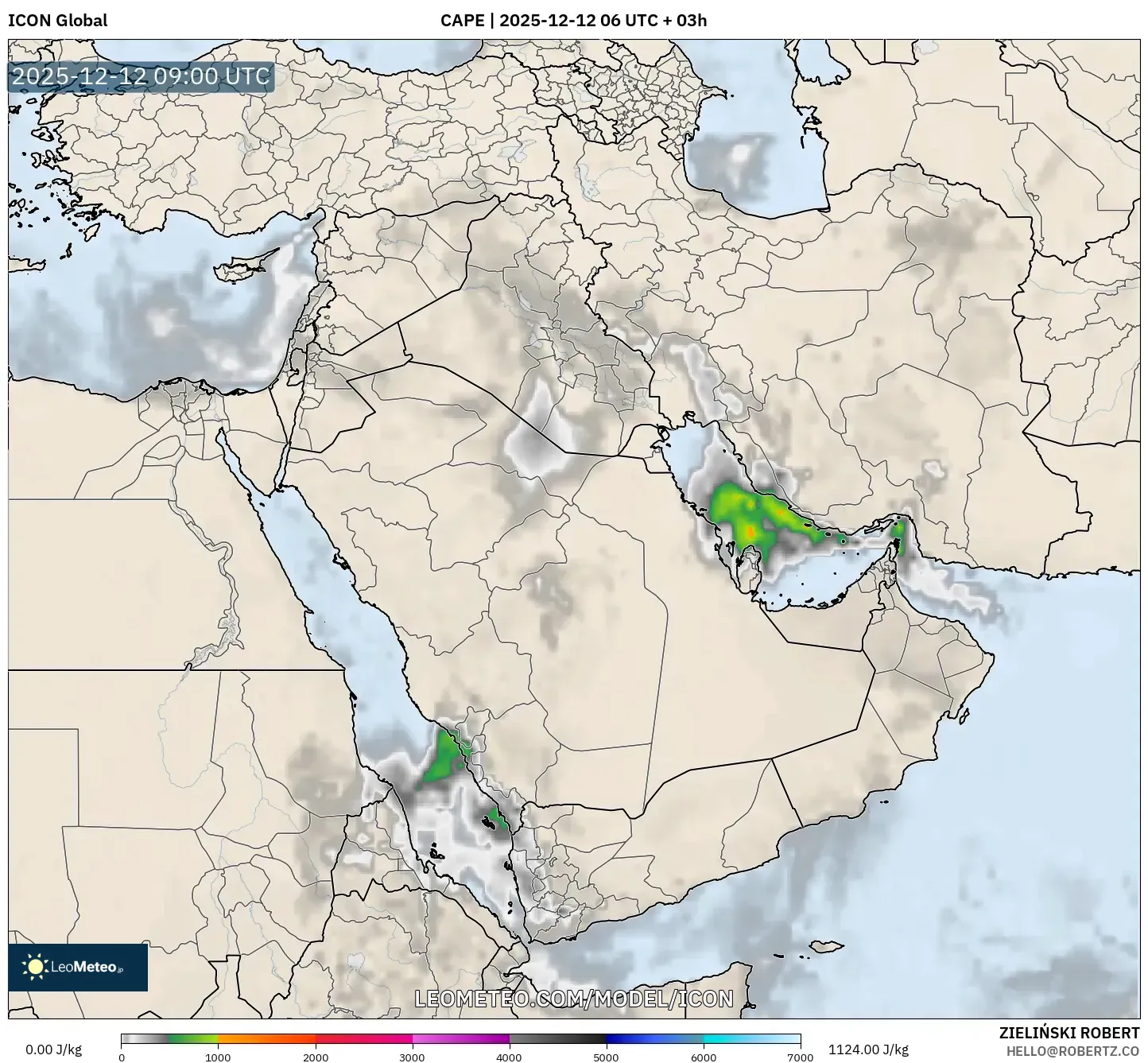 ICON model - Timur Tengah, CAPE