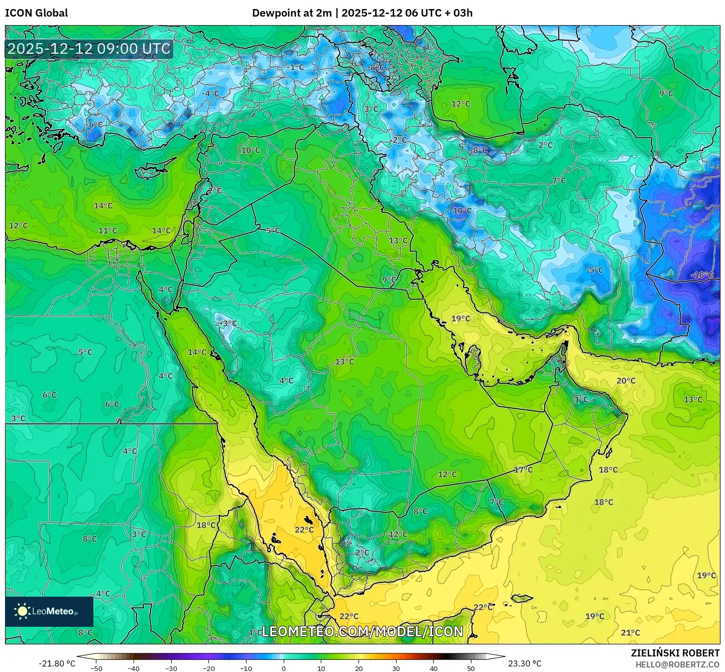 ICON model - Timur Tengah, Takat Embun 2 m