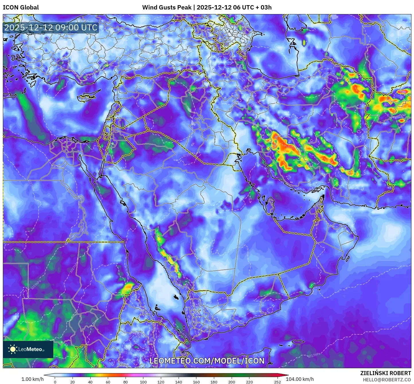 ICON model - Timur Tengah, Hembusan Tertinggi