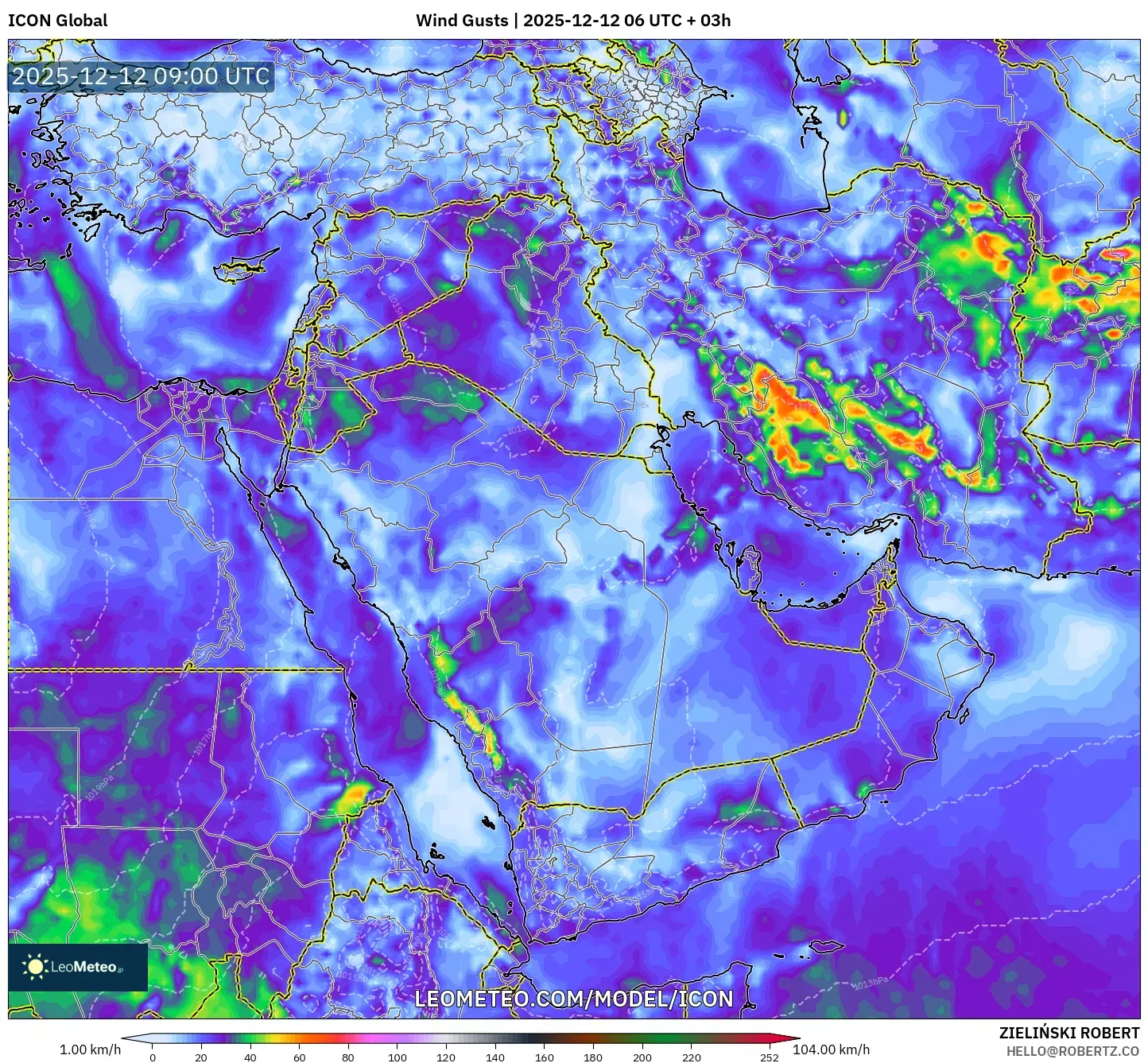 ICON model - Timur Tengah, Hembusan Angin