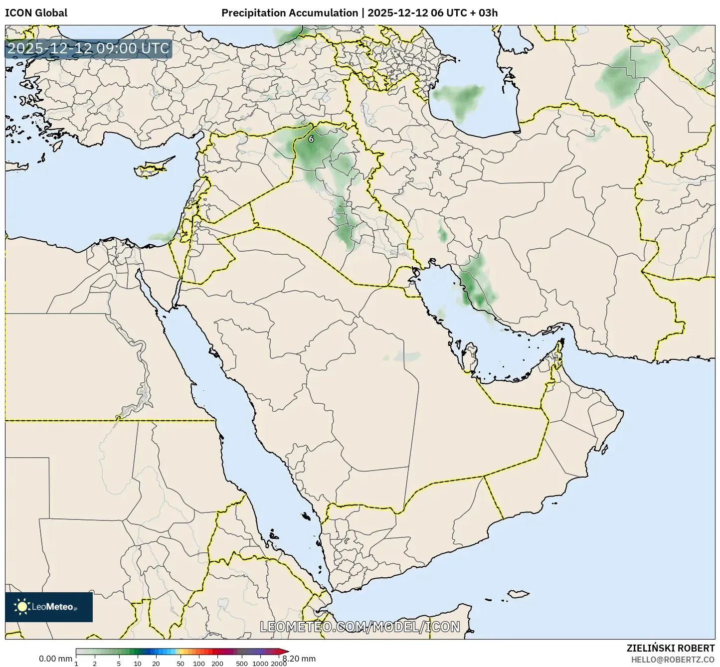 ICON model - Timur Tengah, Pengumpulan Hujan