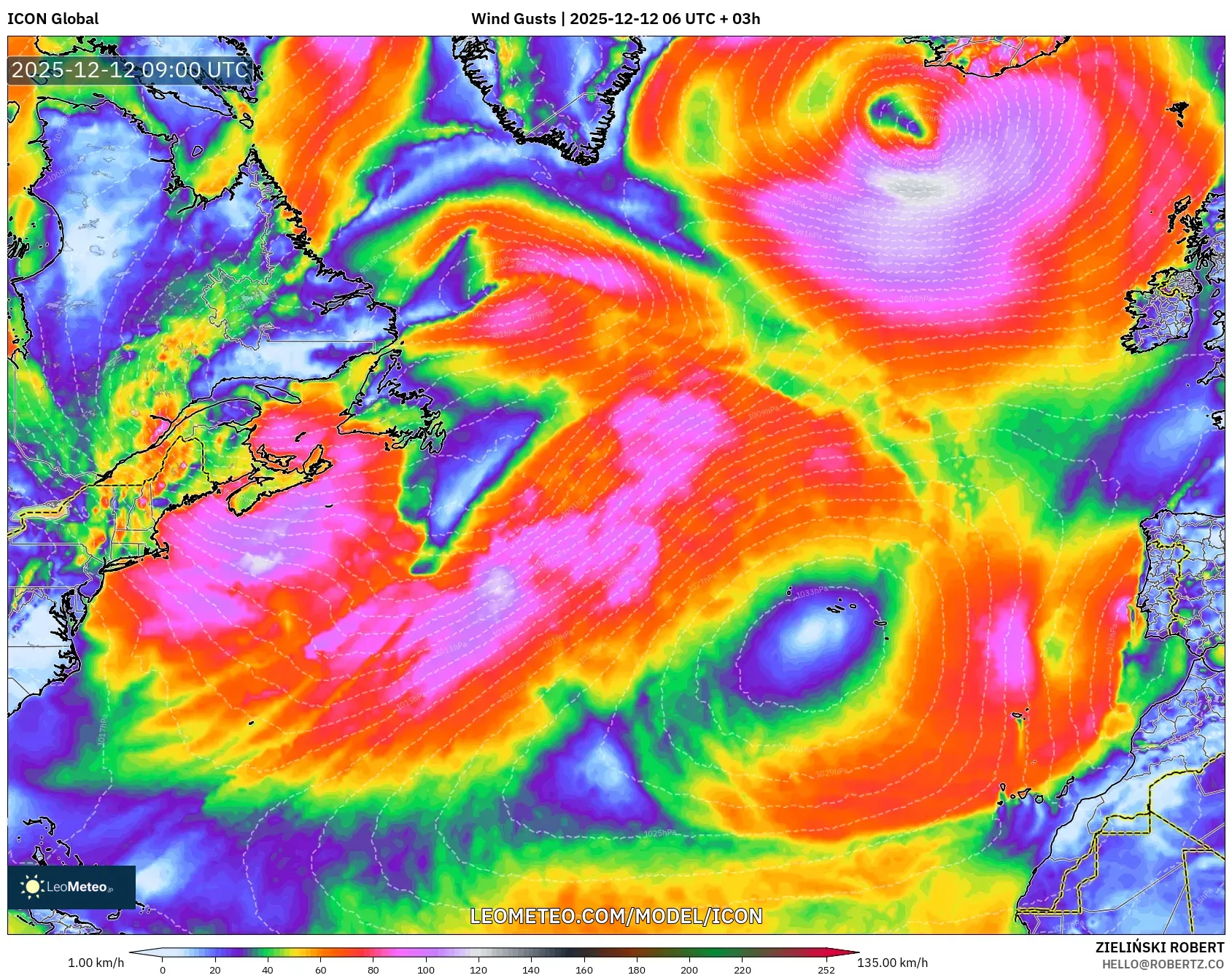 ICON model - Atlantik Utara, Hembusan Angin
