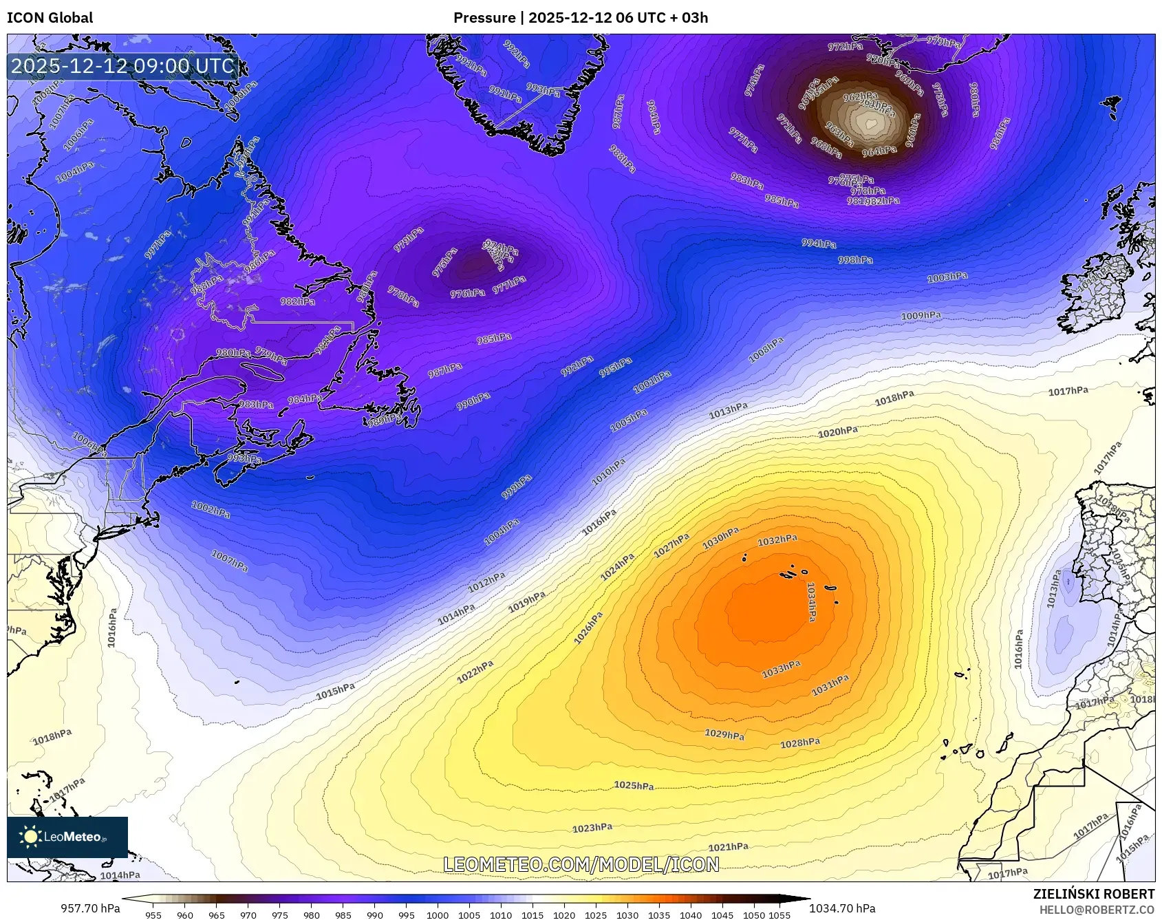 ICON model - Atlantik Utara, Tekanan