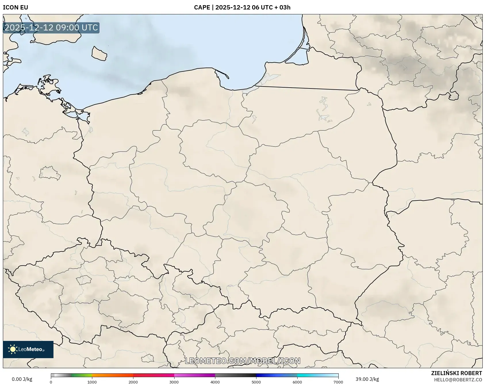 ICON model - Poland, CAPE