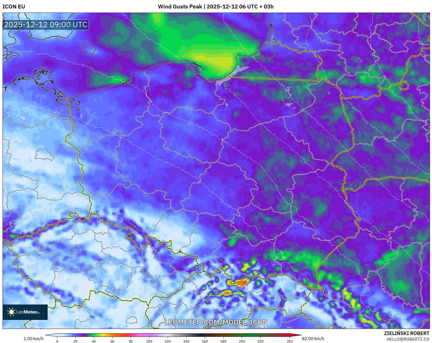 ICON model - Poland, Hembusan Tertinggi
