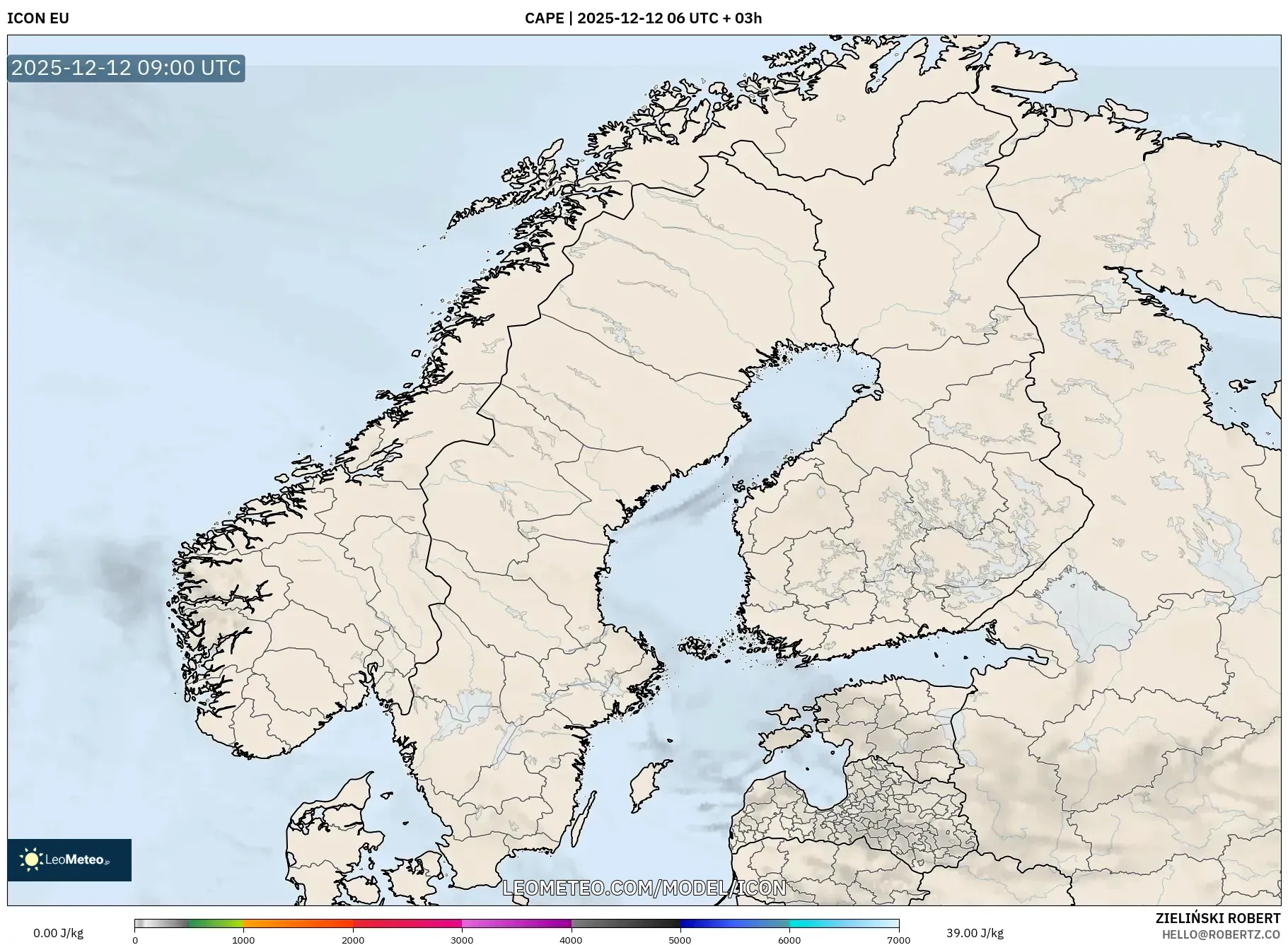 ICON model - Skandinavia, CAPE