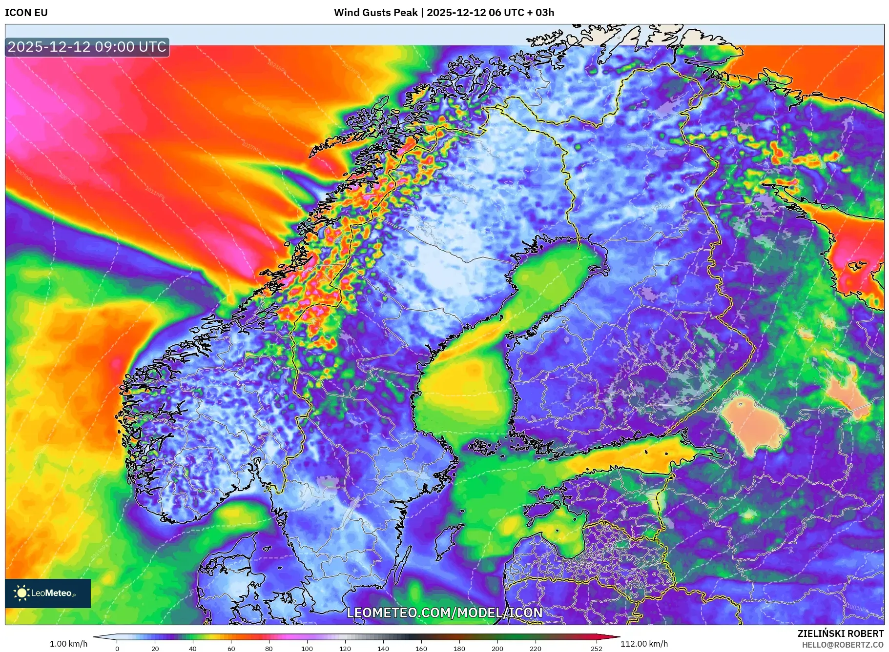 ICON model - Skandinavia, Hembusan Tertinggi