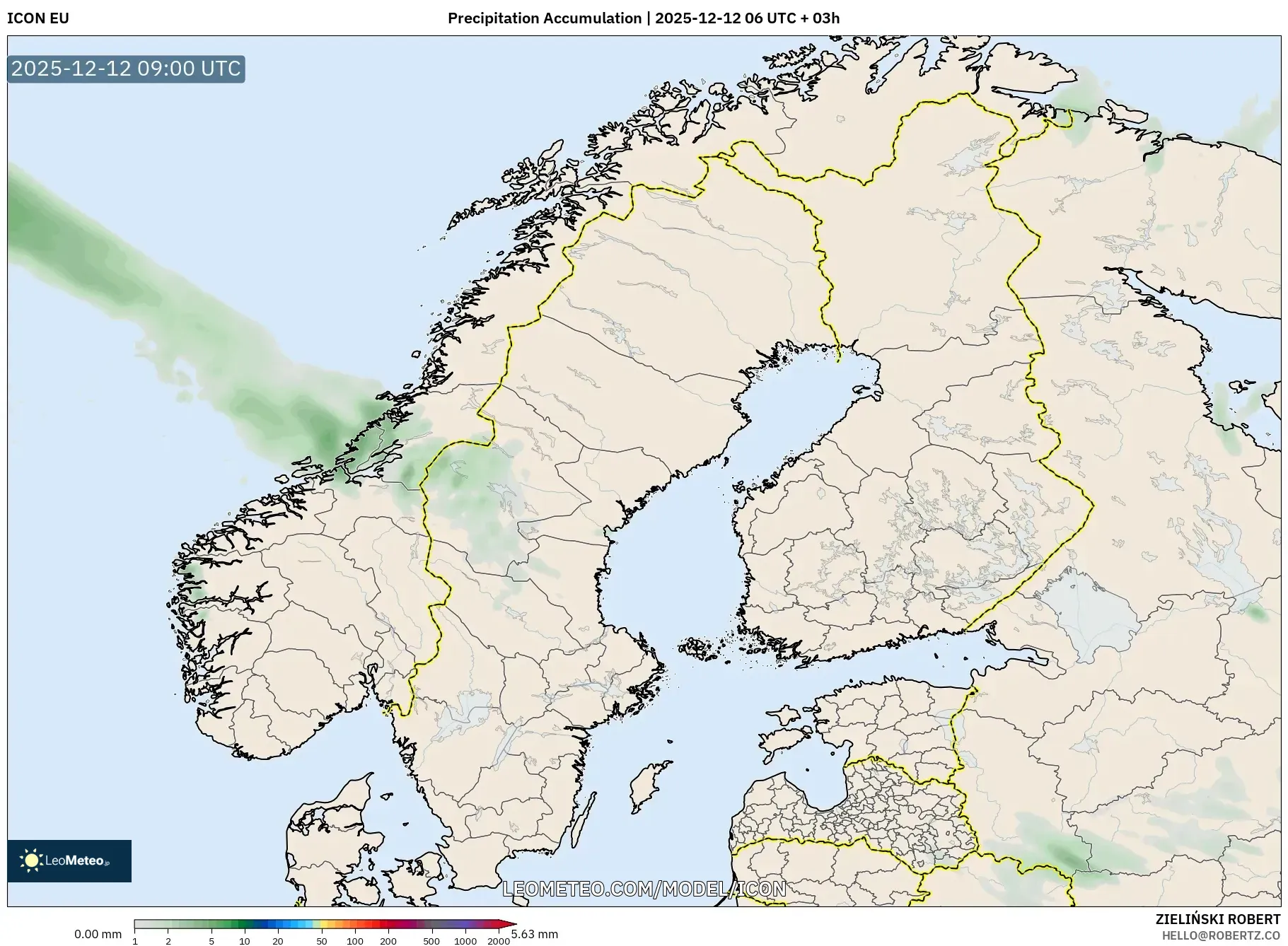 ICON model - Skandinavia, Pengumpulan Hujan