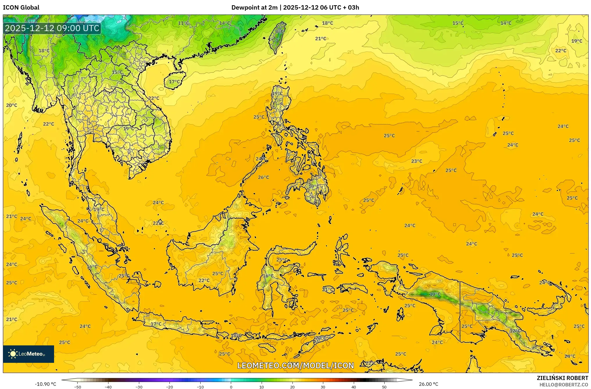 ICON model - Asia Tenggara, Takat Embun 2 m