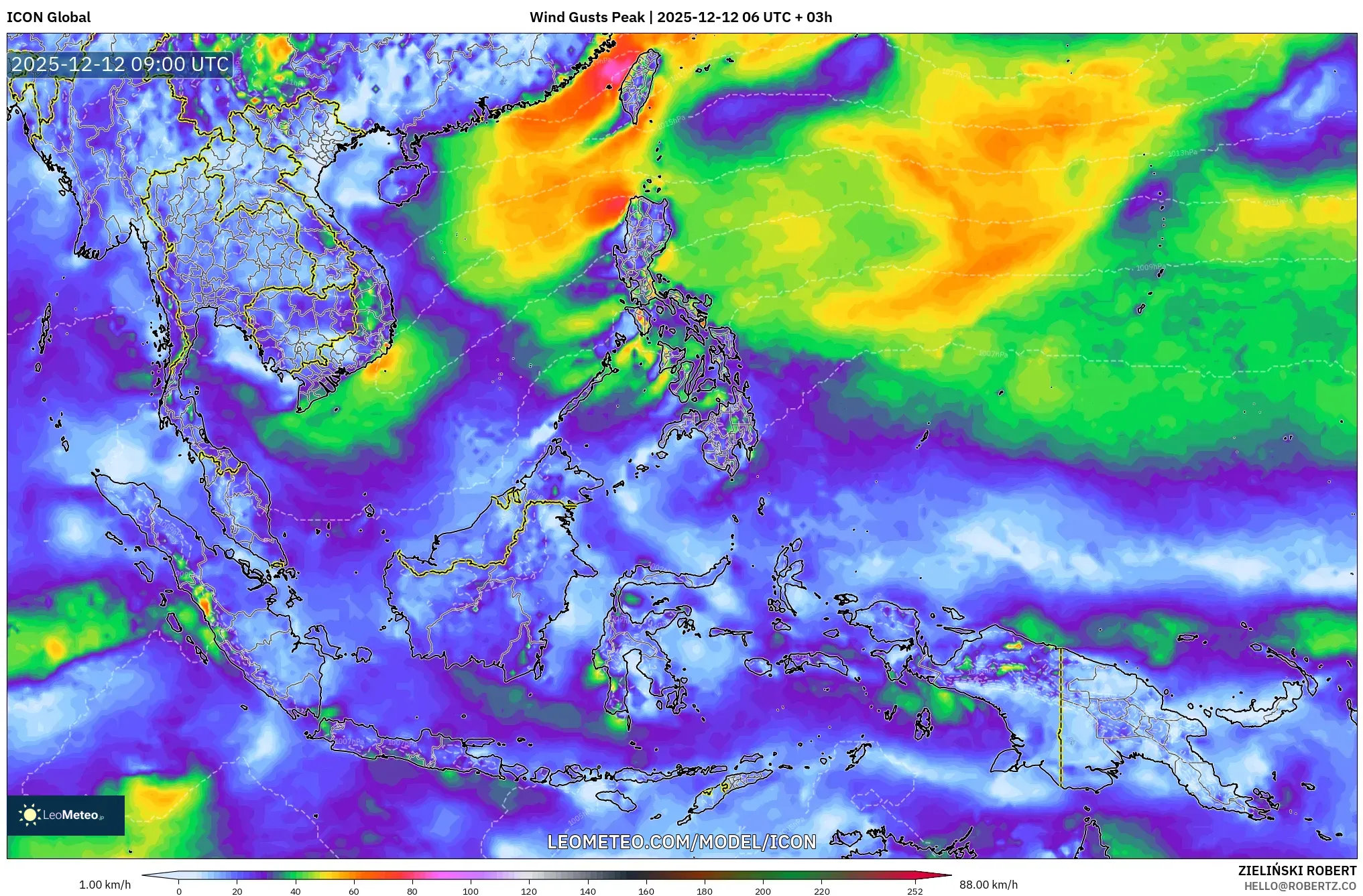 ICON model - Asia Tenggara, Hembusan Tertinggi