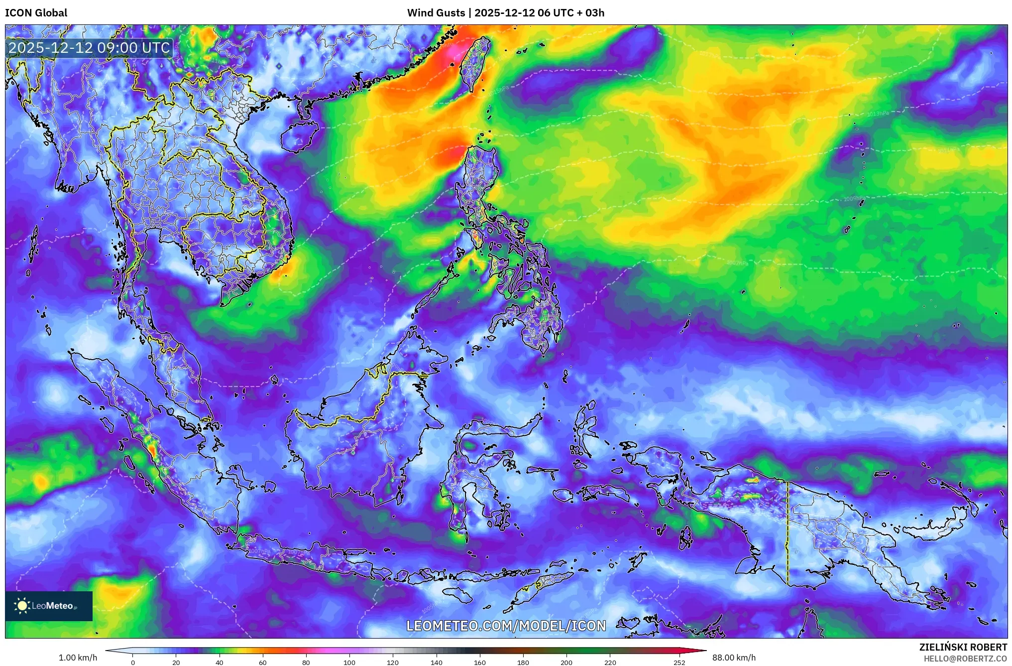 ICON model - Asia Tenggara, Hembusan Angin