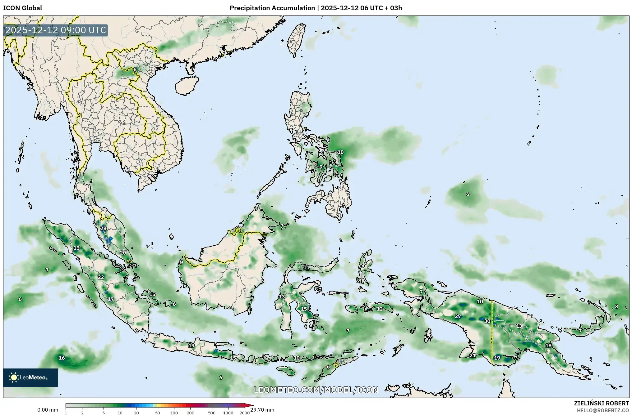 ICON model - Asia Tenggara, Pengumpulan Hujan