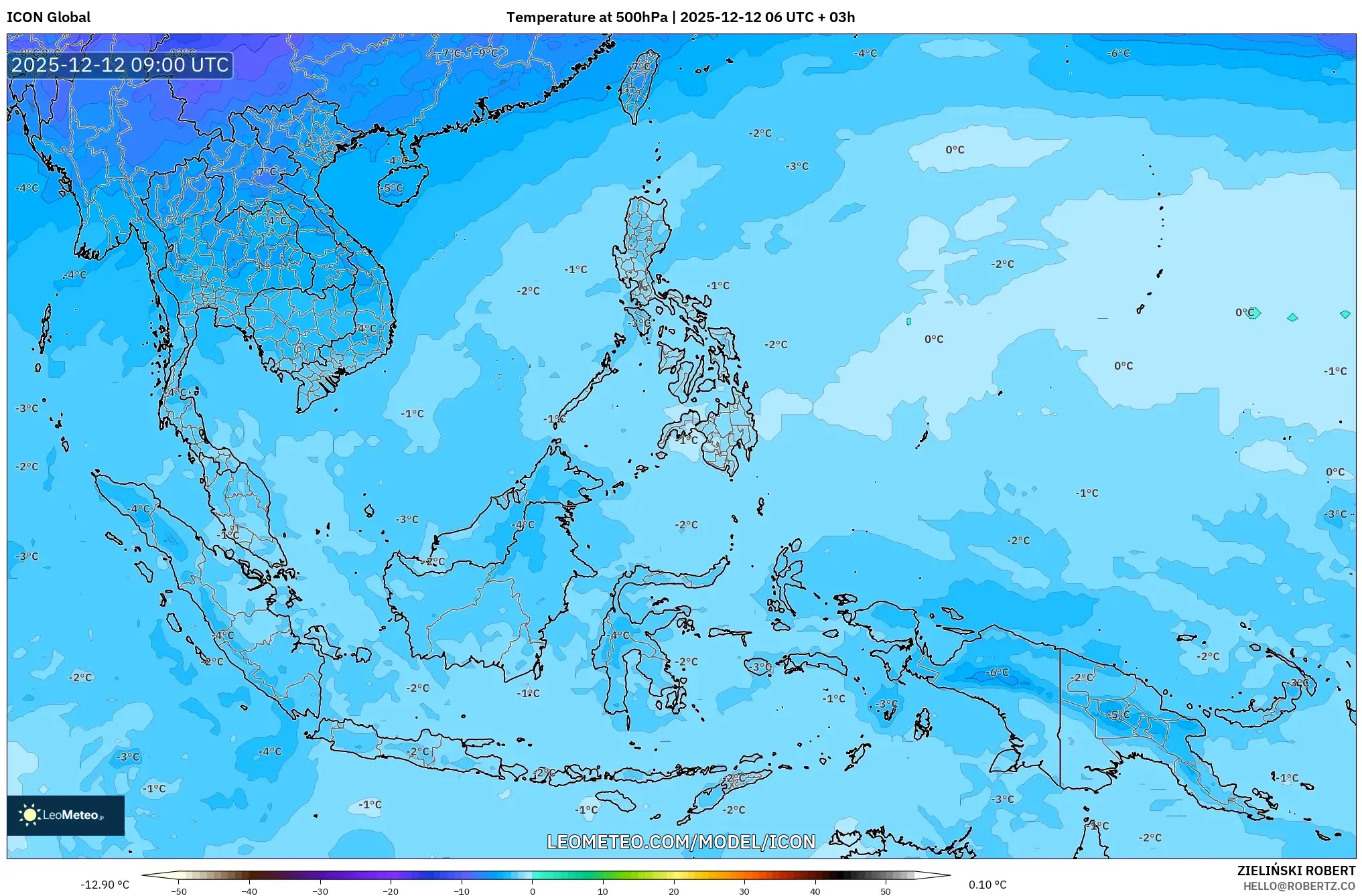 ICON model - Asia Tenggara, Suhu 500 hPa