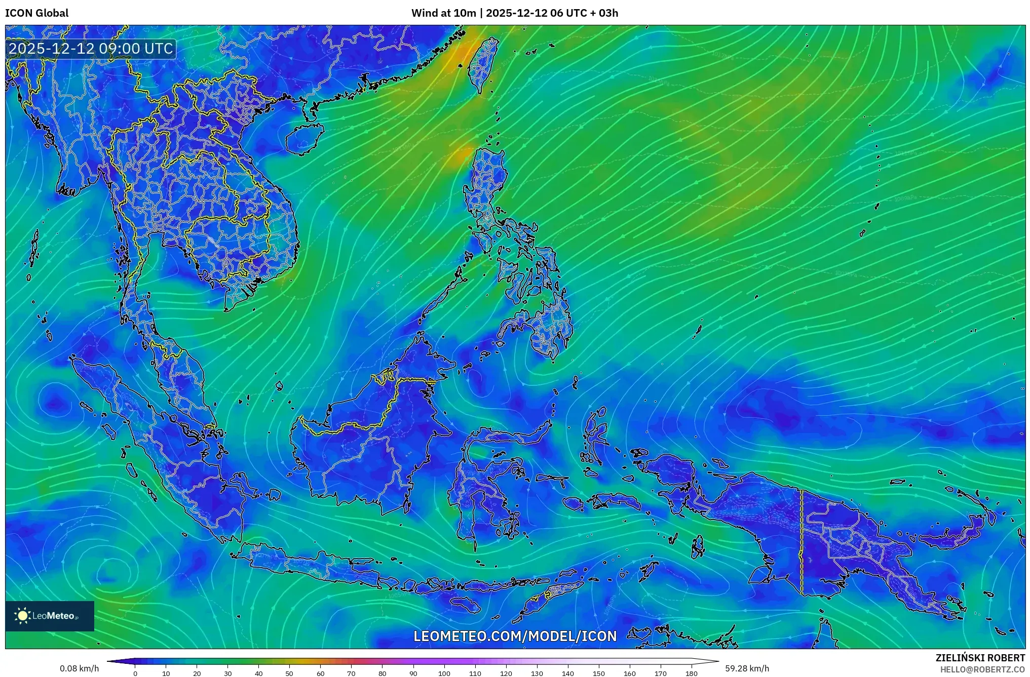 ICON model - Asia Tenggara, Angin 10 m