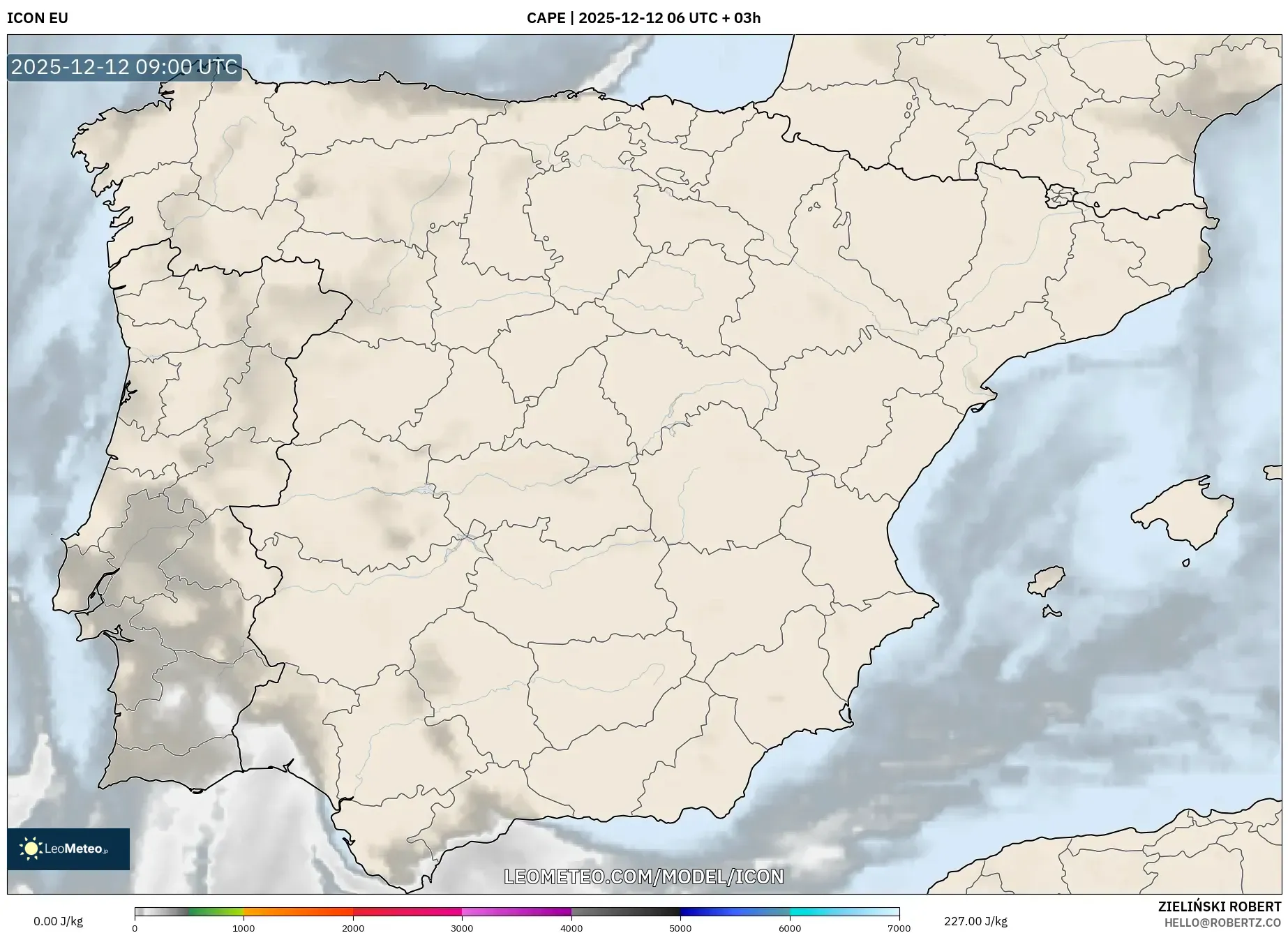 ICON model - Sepanyol, CAPE