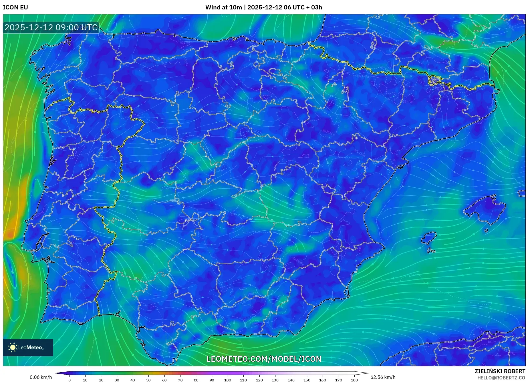 ICON model - Sepanyol, Angin 10 m
