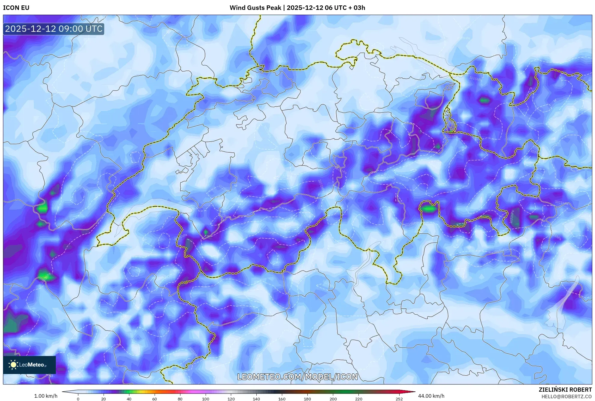 ICON model - Switzerland, Hembusan Tertinggi