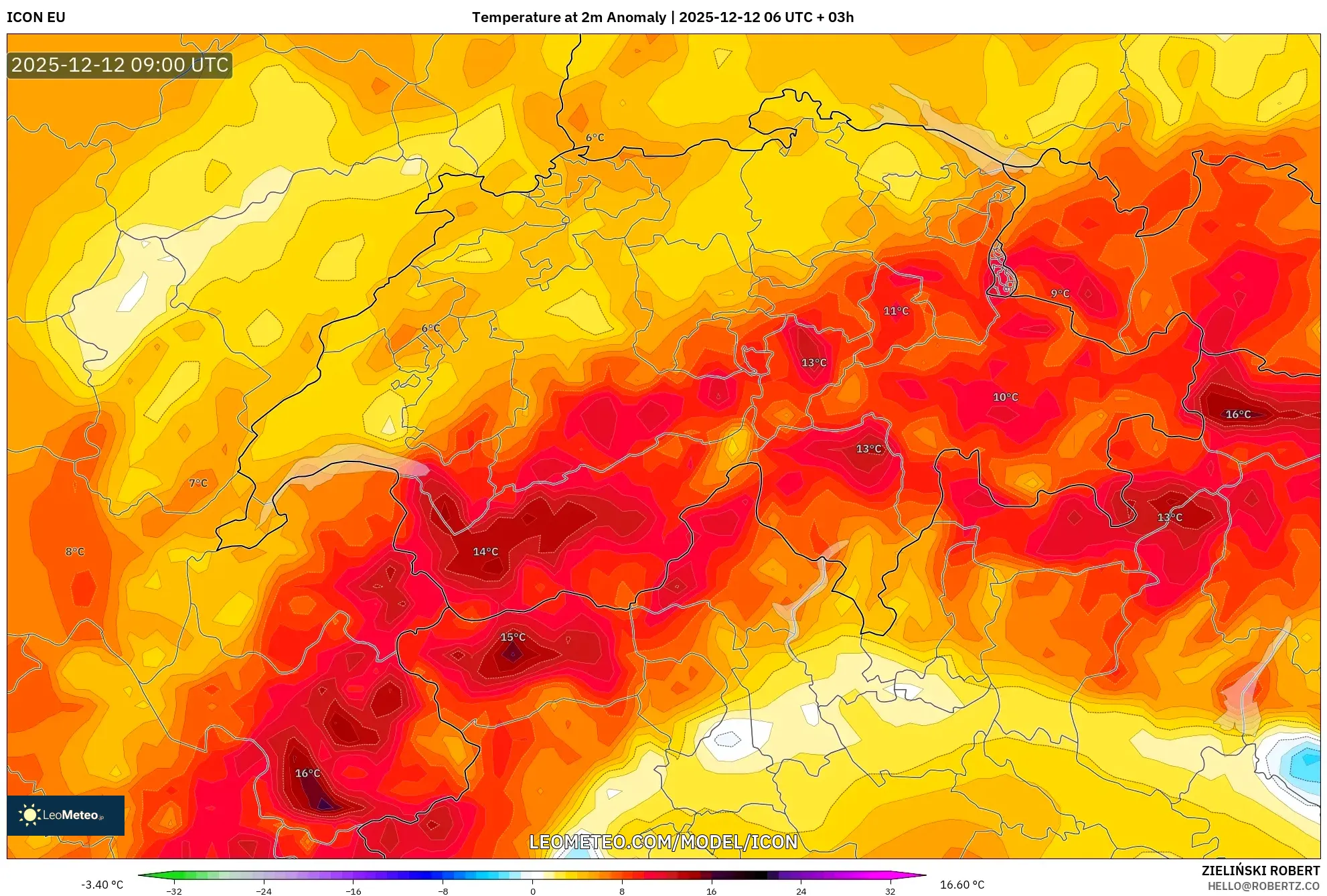 ICON model - Switzerland, Anomali Suhu 2 m