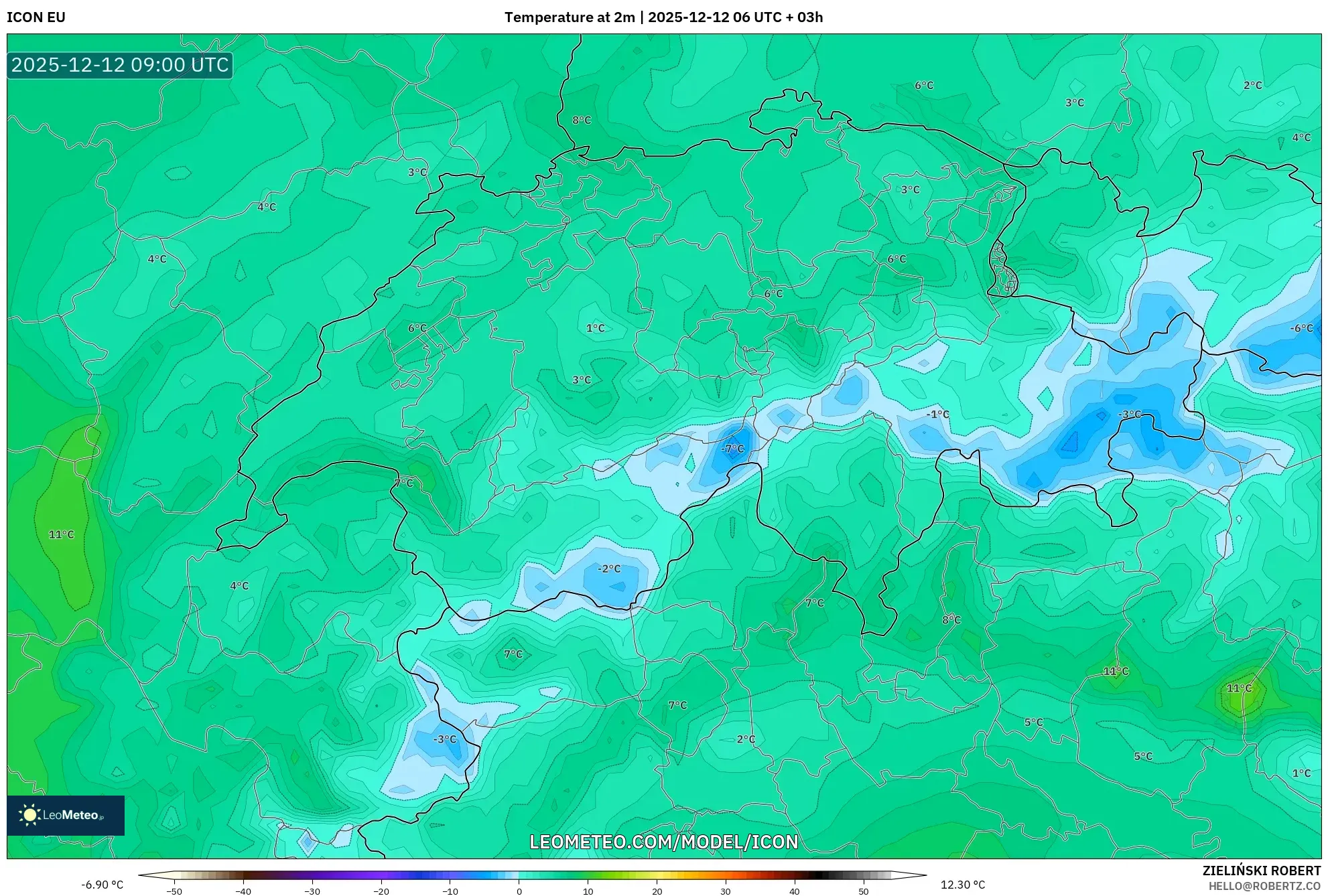 ICON model - Switzerland, Suhu pada 2 m