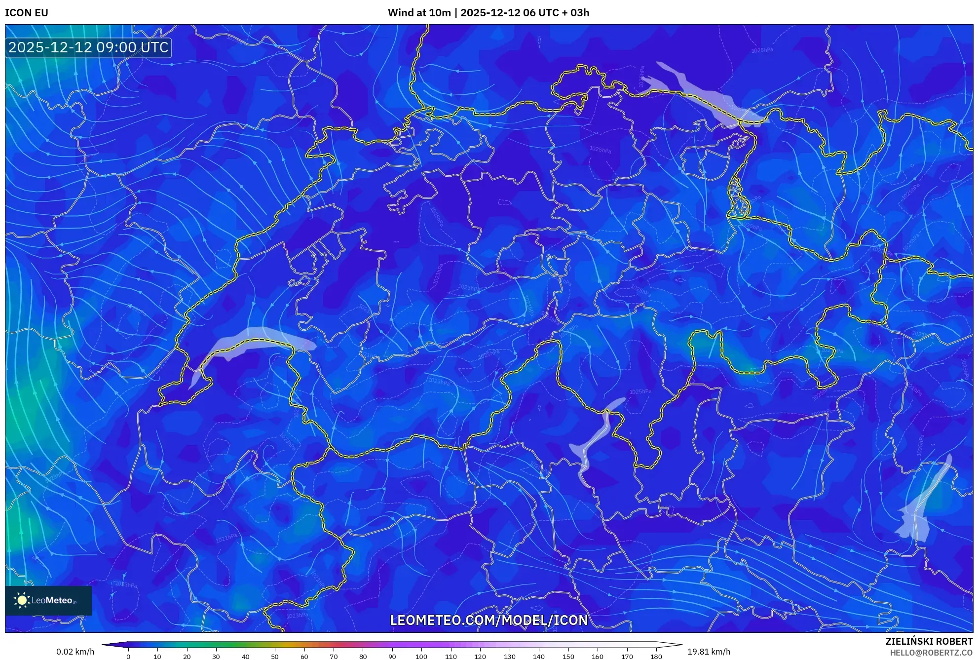 ICON model - Switzerland, Angin 10 m